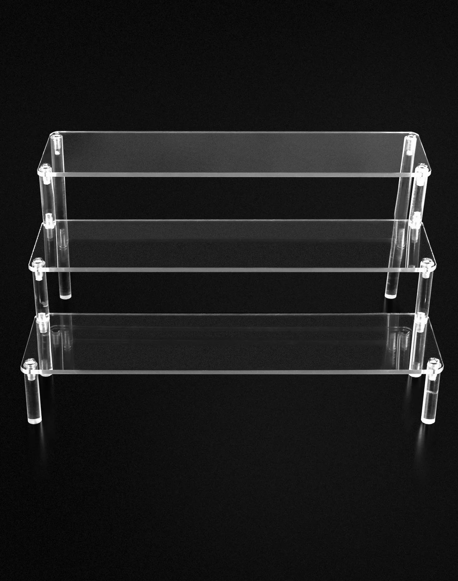 QWORK 3 Niveles Soporte Exhibición Acrílico 30x21x15cm Vitrina Transparente