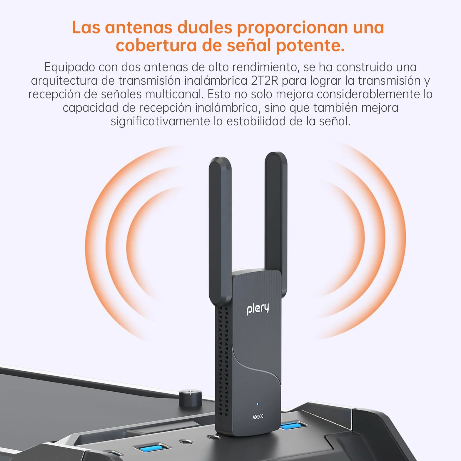 2 en 1 Adaptador WiFi 6 AX900 + BT5.4 Bluetooth USB WiFi para PC, Doble Banda 5 GHz/2,4 GHz Antena WiFi, Controlador Integrado para Windows 10/11, Seguridad WPA3(Gris Claro)