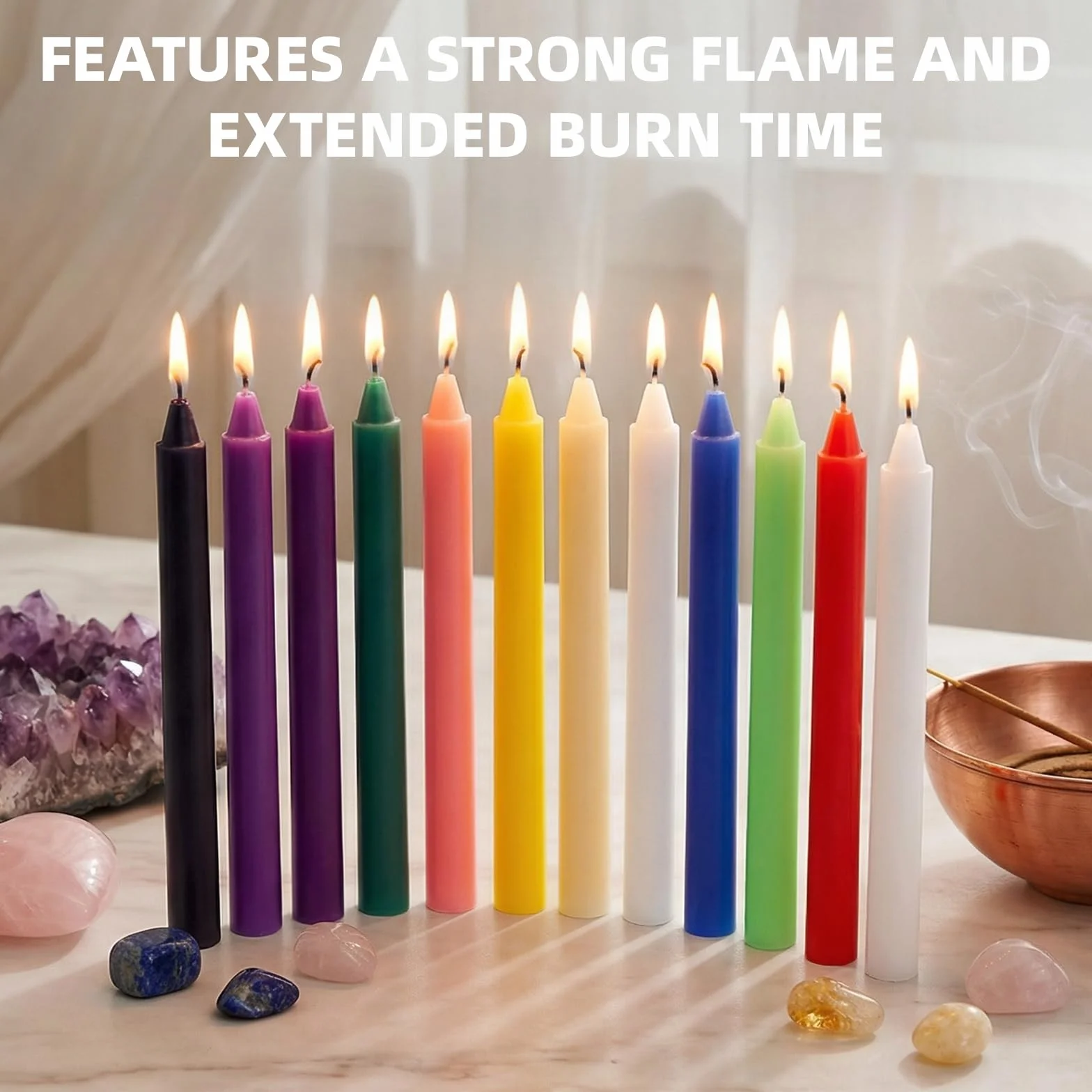 24 Velas Coloridas Sin Humo Sin Goteo – 90 Min Combustión Ecológicas para Decoración