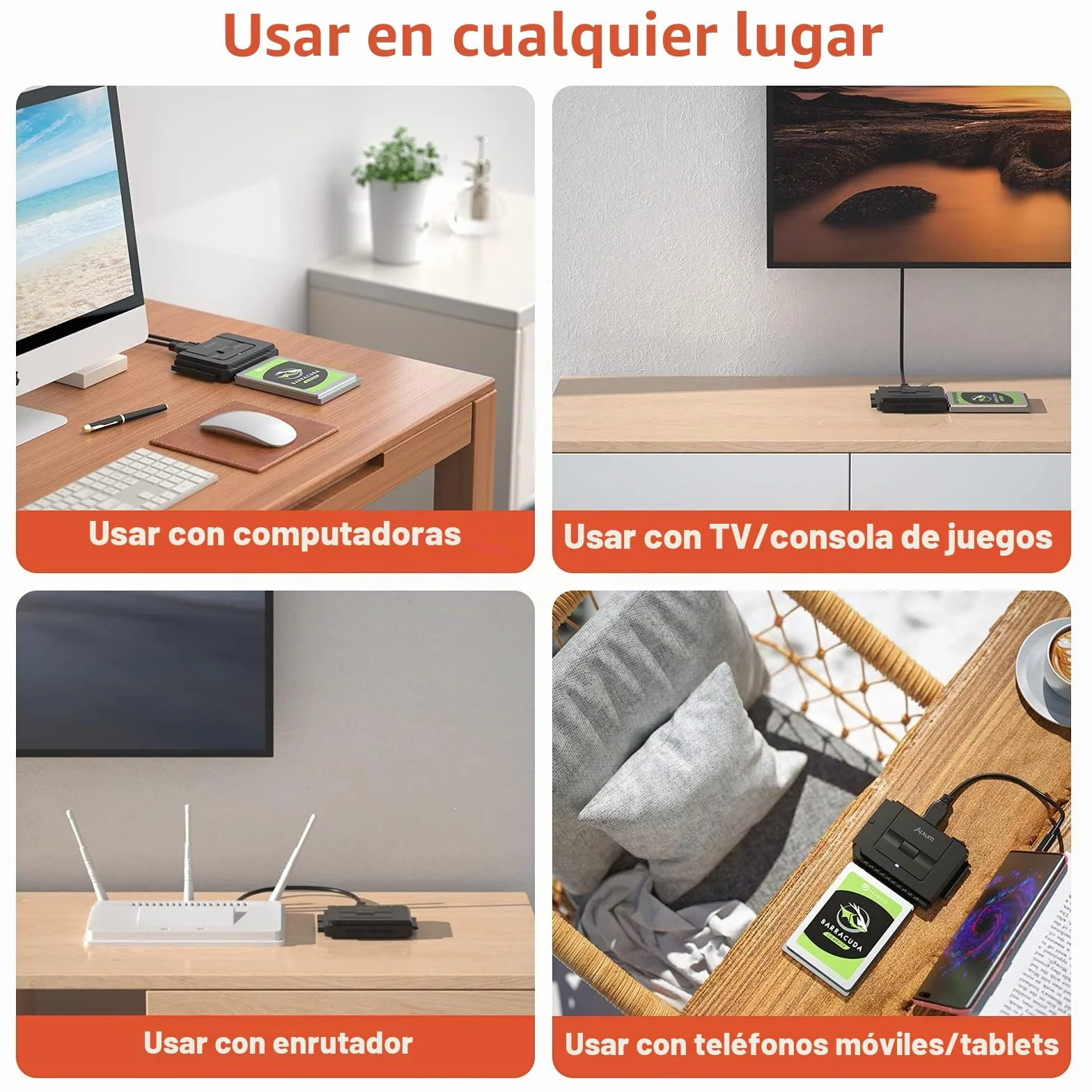 Alxum Adaptador de Disco Duro IDE SATA a USB C, Lector de Disco Duro IDE a USB para HDD de 2,5 / 3,5 Pulgadas y HDD / SSD SATA, con Fuente de alimentación de 12 V / 2 A y Cable USB-C