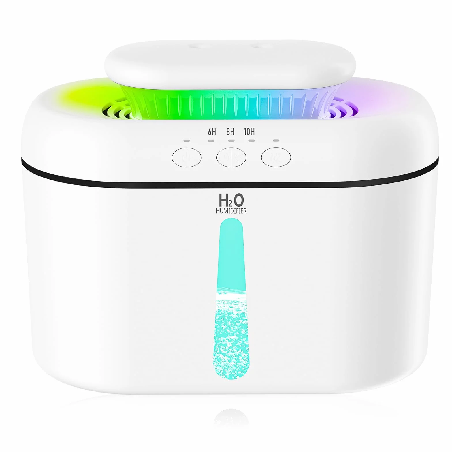 Humidificador de aire 2L para habitación bebé plantas con 2 modos nebulización ajustables y luz nocturna LED 28dB