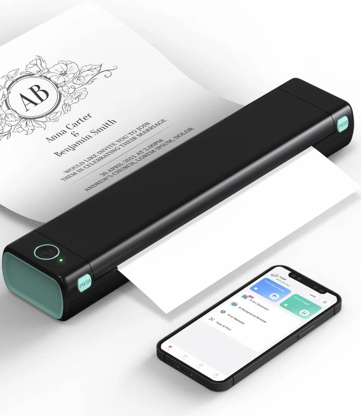 Phomemo M08F Impresora Térmica Portátil, Compatible con Papel Térmico A4, Impresoras de Viaje Móviles Inalámbricas para Automóviles y Oficinas