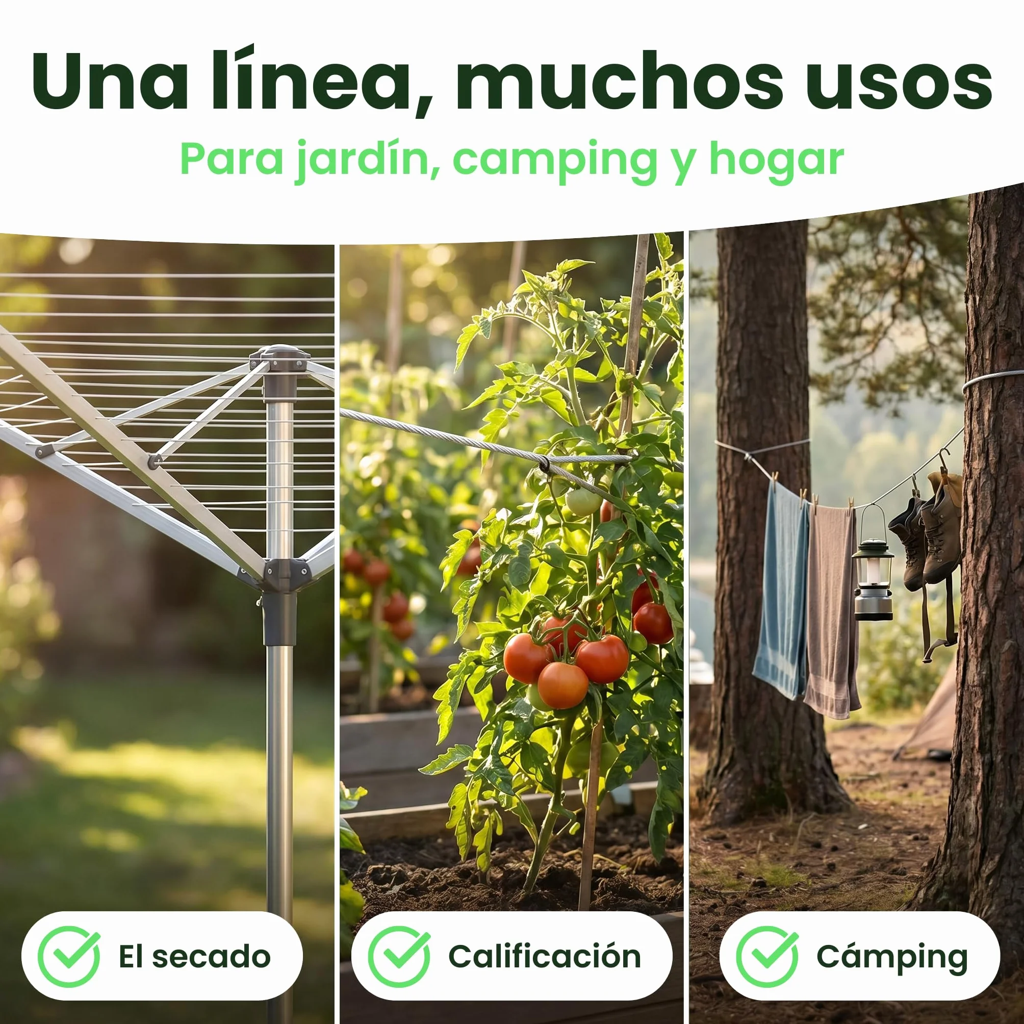 SimplySmooth Cuerda para Tender 50 m Extrafuerte Núcleo de Acero para Exterior