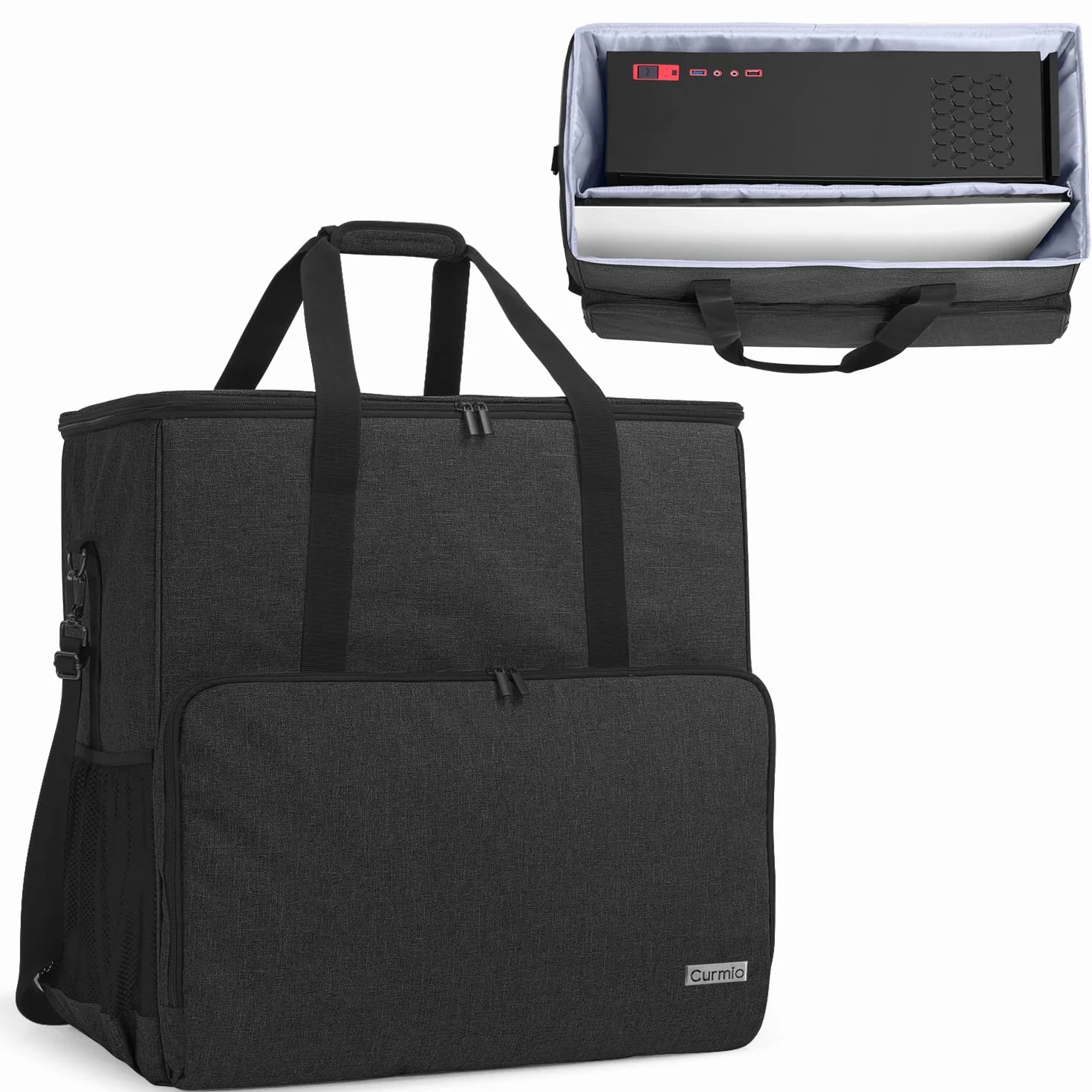 CURMIO Bolsa para Computadora de Escritorio, Caja de Torre y Accesorios, Bolsa de Viaje Negra
