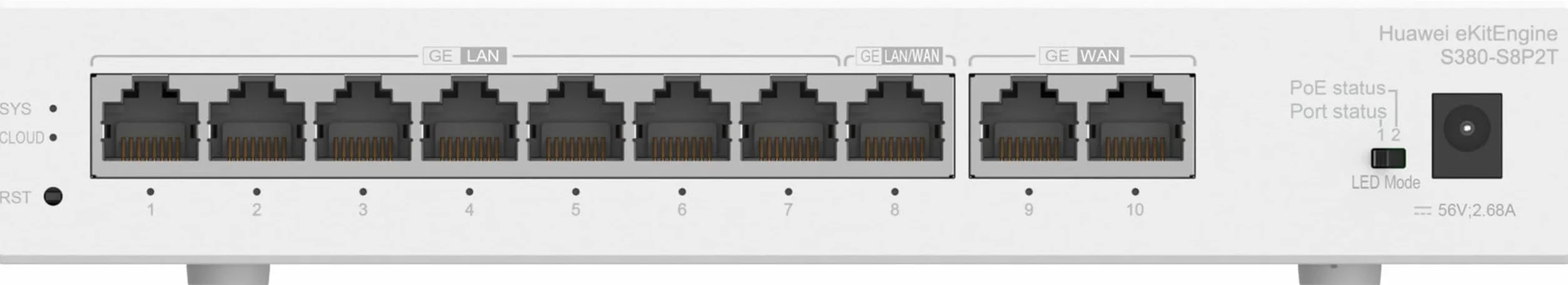 HUAWEI Switch - 8 Port S380-S8P2T 2 GE WAN, 8GE, LAN(