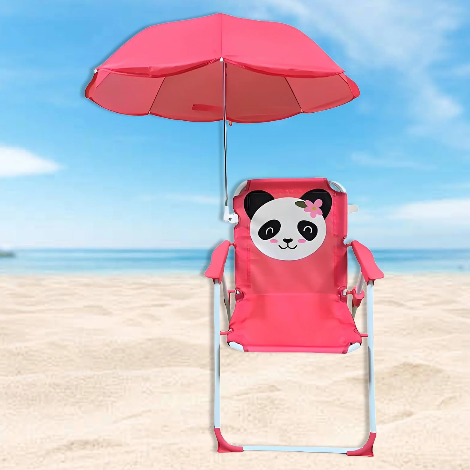 Silla de Playa Infantil Plegable con Paraguas, Ligera y Resistente al Viento