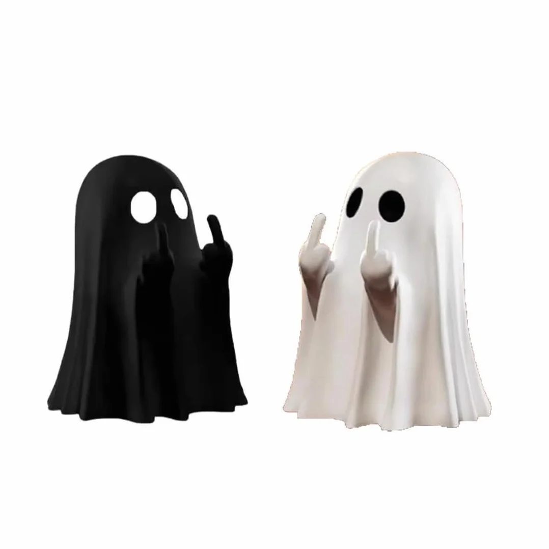 Accesorios de decoración de Halloween fantasmas terroríficos negro blanco 2 piezas