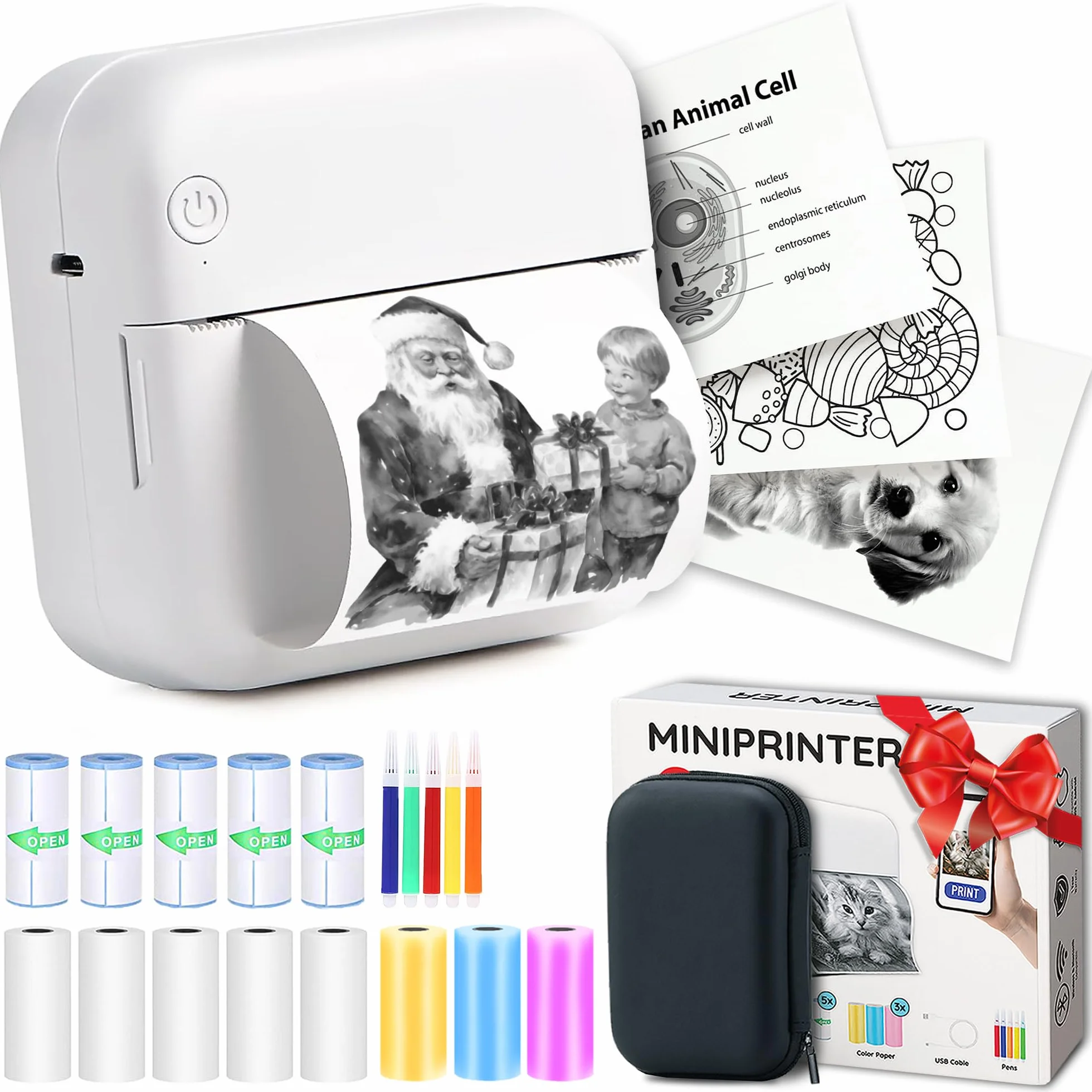 AgoDeo 300 dpi Impresora Fotos Móvil Portátil Mini - Instant PrintPod - Impresora Térmica Portátil Sin Tinta, Impresora Etiquetas Bluetooth, Mini Impresora Fotográfica (Blanco)