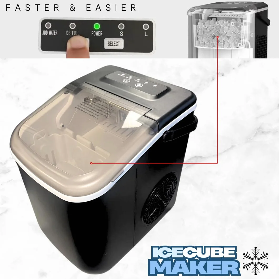 Máquina de Hielo Ice Cube Maker 10 kg/día Cubitos Tipo Bala Bajo Ruido Ventana Visible Asa Integrada Drenaje