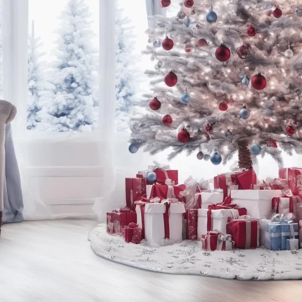 Falda de árbol de Navidad 90 cm alfombra copo de nieve plata