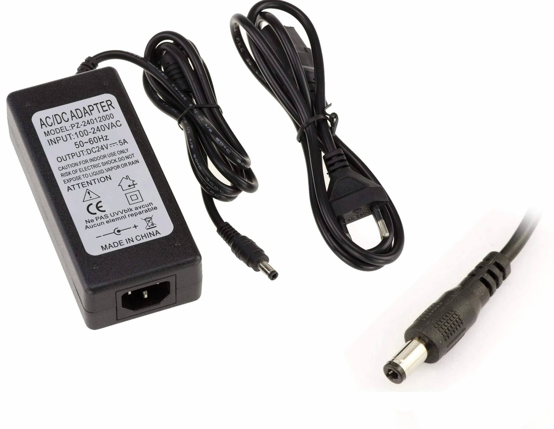 KALEA-INFORMATIQUE Fuente de alimentación de 220V a 24V DC 5A con Conector de 2.5mm x 5.5mm (Diámetro Interno/Externo)