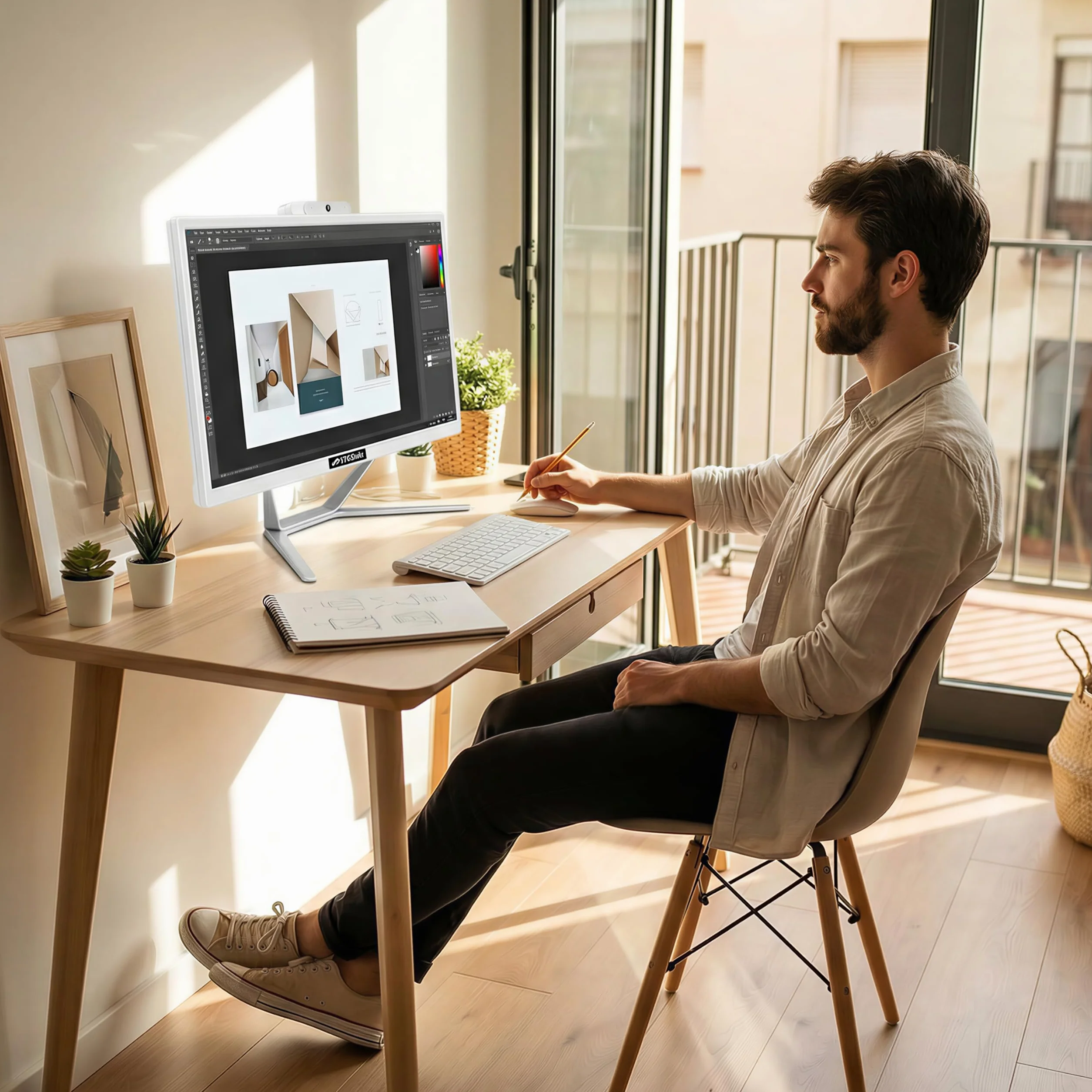 STGsivir All in One PC, Ordenador Todo en uno，Pantalla FHD de 21.5", Core i7 hasta 3.1 GHz, 16GB RAM, 512GB SSD, WiFi, Bluetooth 5.0, Windows 11 Pro, Blanco