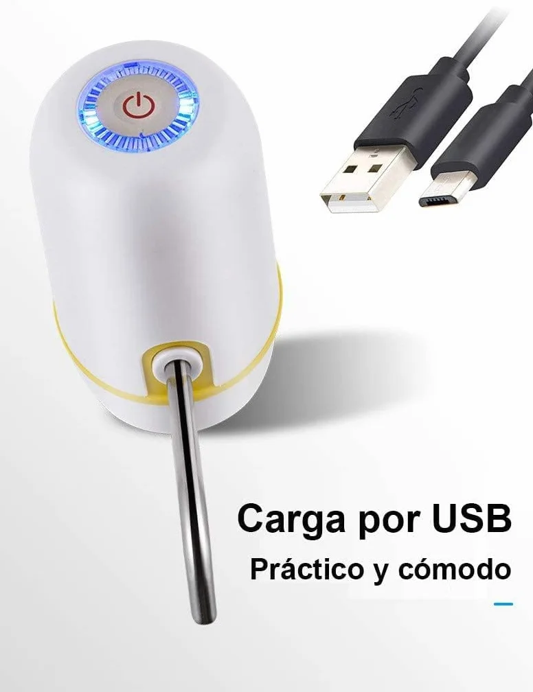 Dispensador de Agua Automático con Bomba Eléctrica USB Recargable, Adaptadores Universales para Garrafas y Botellas, Negro