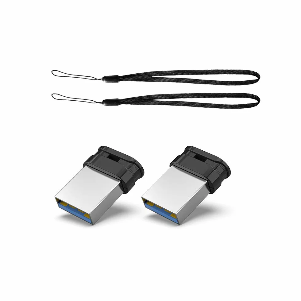 USB 64GB Mini, Vansuny Pendrive 64GB 3.0 Pack 2 Portátil, Memoria USB 64GB 3.0 Mini, Pen Drive 3.0 para PC Tablets, Estéreo de automóvil, Grabadoras (Negro, con Cable)