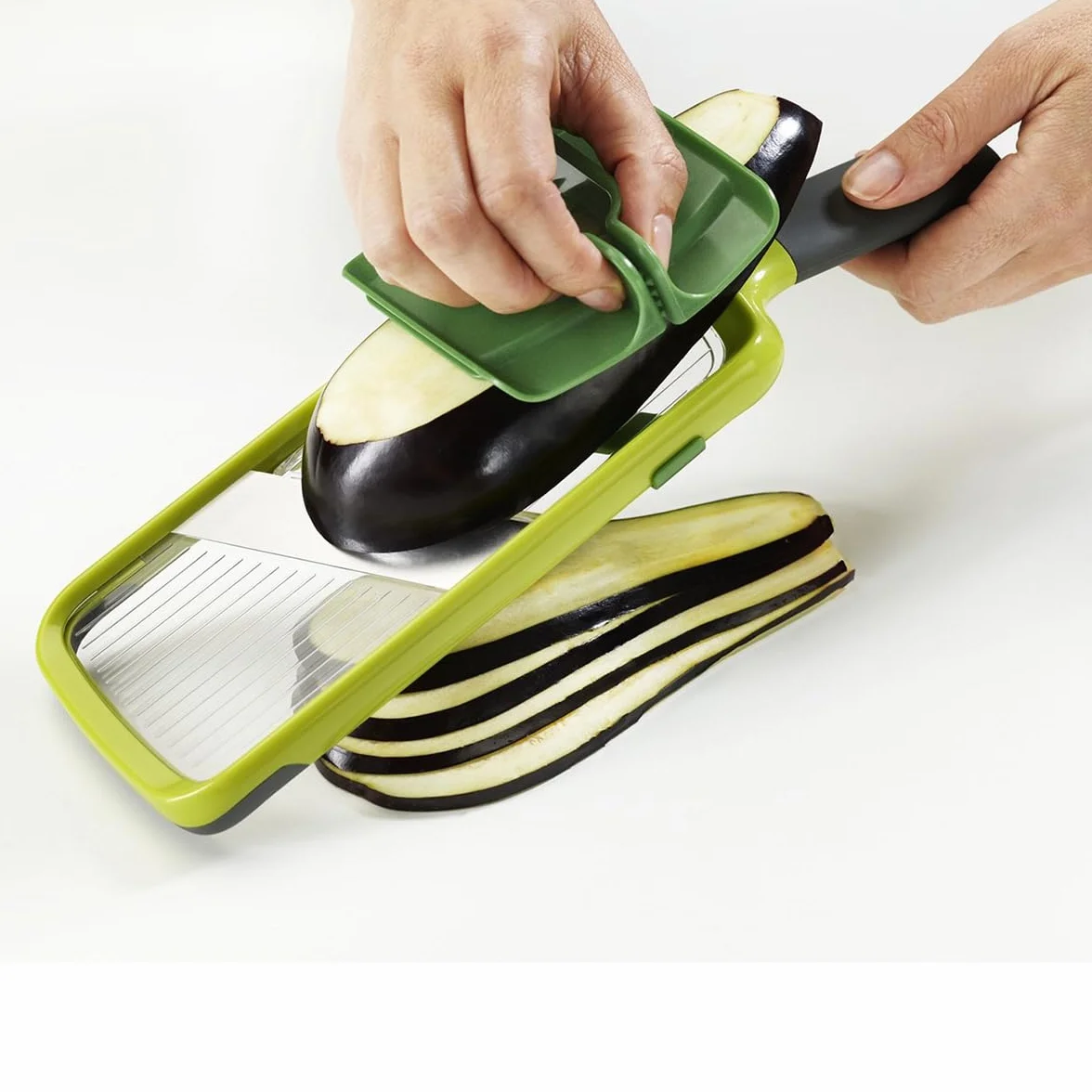 Joseph Joseph Mandolina de cocina Cortador de verduras ajustable con agarre de precisión 3 grosores Verde