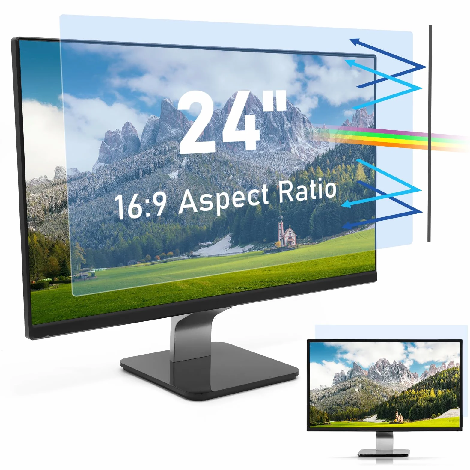 SOPPY Protector de pantalla con filtro antiluz azul para monitor de ordenador de 24 pulgadas, pantalla de monitor de filtro de luz azul extraíble, protector de pantalla, protección ocular, antiluz