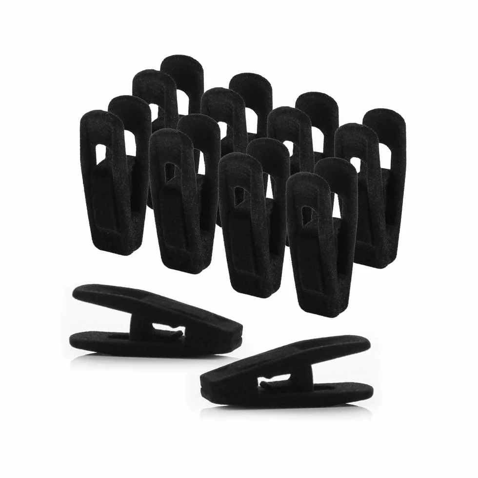 Negro Pinza de Perchas,24 Piezas Perchas de Terciopelo Clips Negro Pantalones Perchas Pinzas Fuerte Finger Flocked Clips para Colgar Pantalones Faldas Prendas