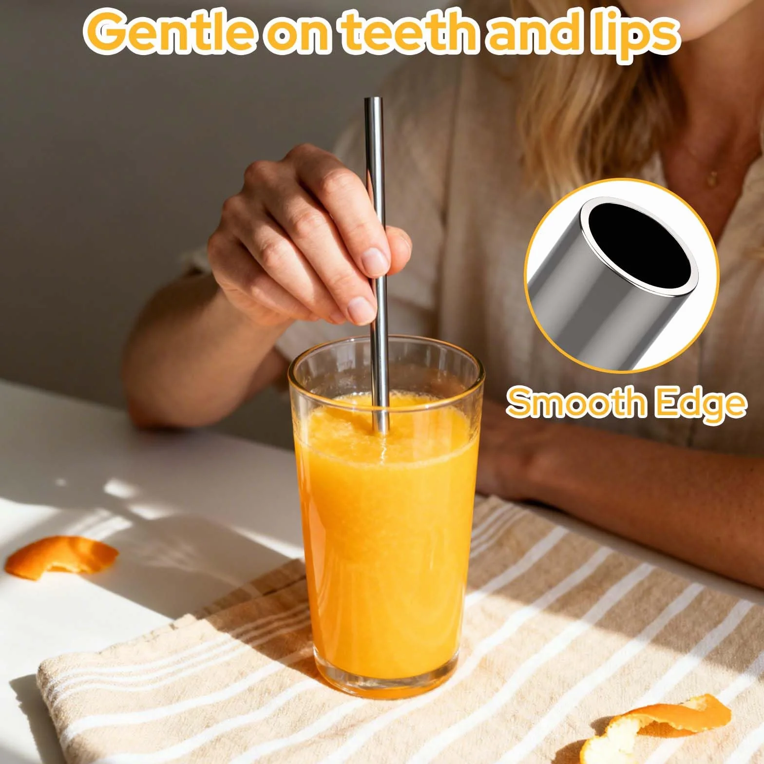 Set de 16 Pajitas Reutilizables de Acero Inoxidable – 8 Rectas y 8 Curvas con 2 Cepillos y Bolsa