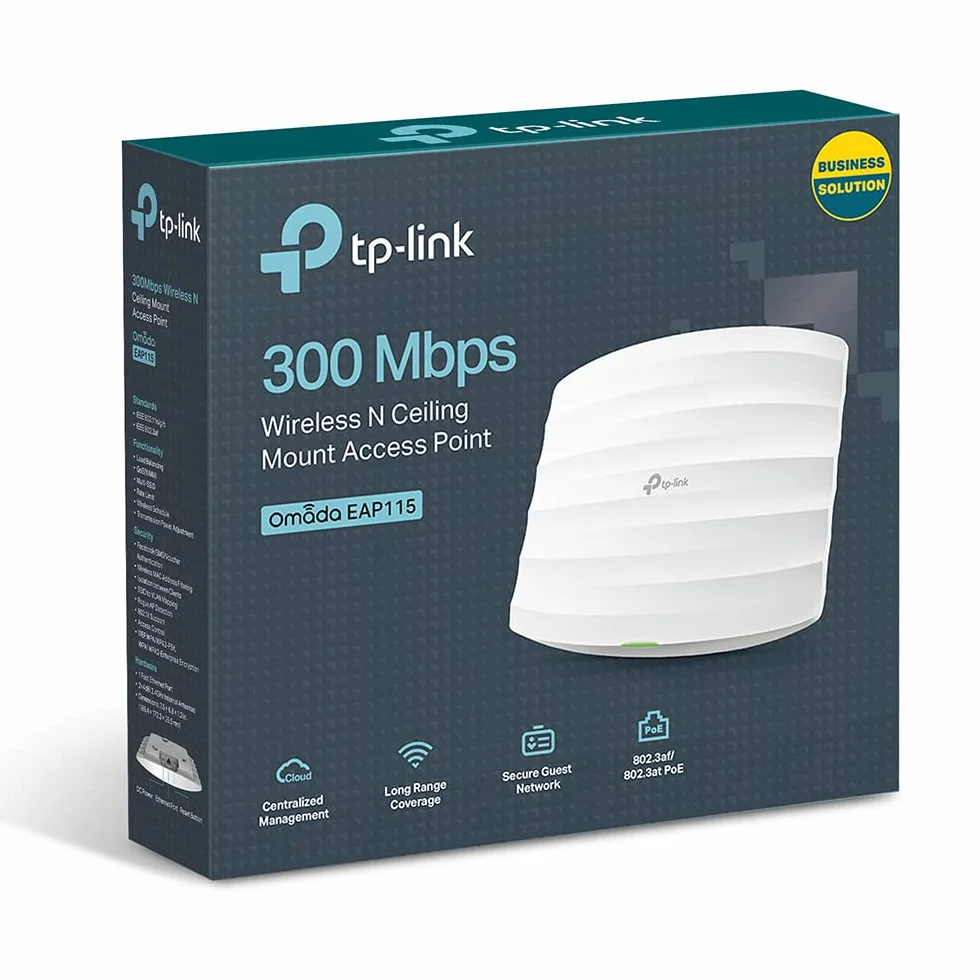 TP-LINK EAP115 V4TP-Link N300 Punto de Acceso inalámbrico – PoE de Suministro eléctrico, Software de gestión Gratuita, Portal Gratuito de Registro en Facebook/SMS (EAP115), Blanco