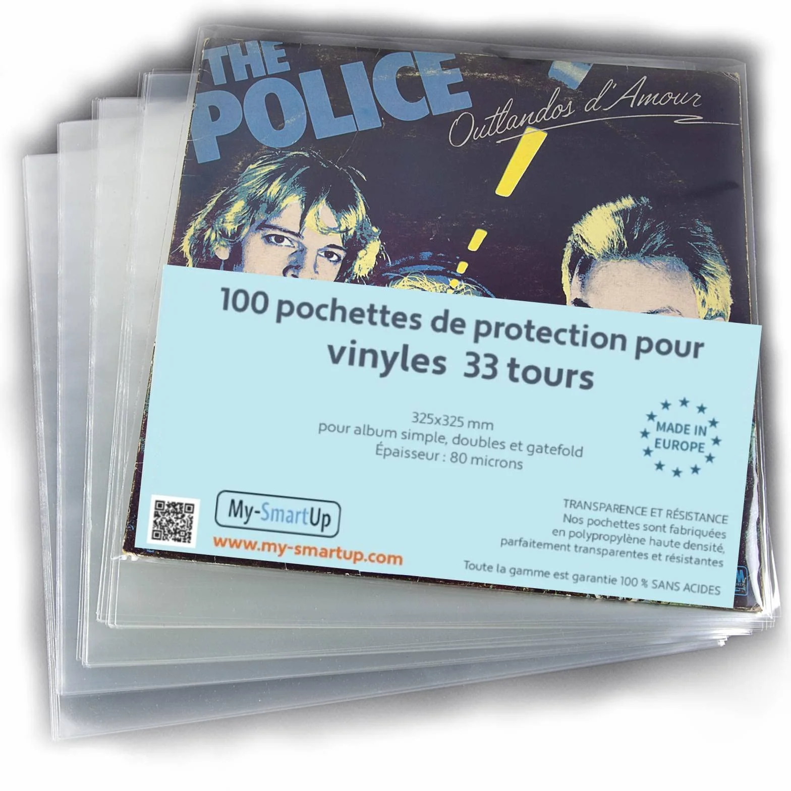 Sobres para discos de vinilo de 12 pulgadas (33 rpm), cubiertas protectoras transparentes (100 unidades)