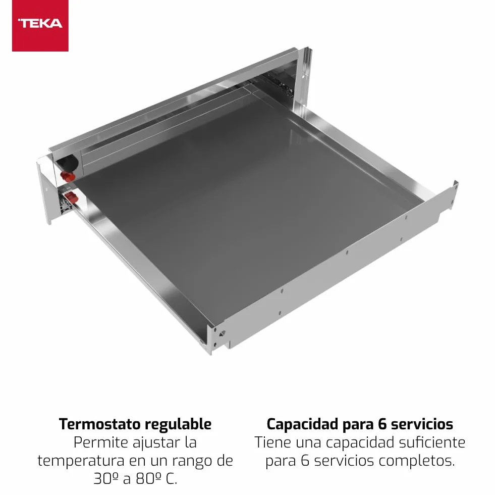 TEKA CP 150 GS Calientaplatos con Termostato Regulable, Apertura Push-Pull, 6 Servicios