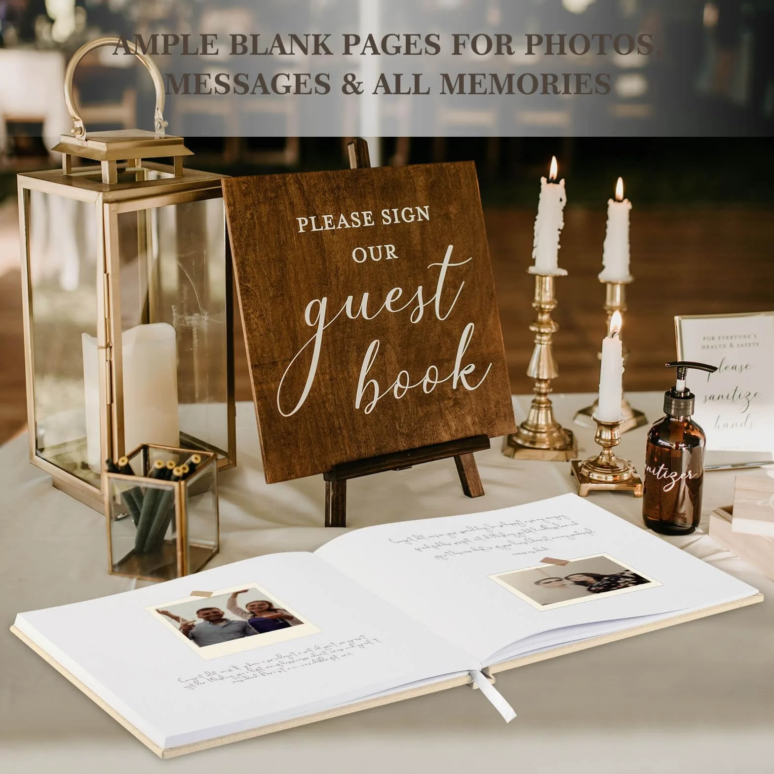 Libro de Visitas de Boda en Blanco de Lino, Libro Firmas para Bodas, Aniversario, Bautizos, Cumpleaños, Álbum de Invitados (108 Páginas, Verde)