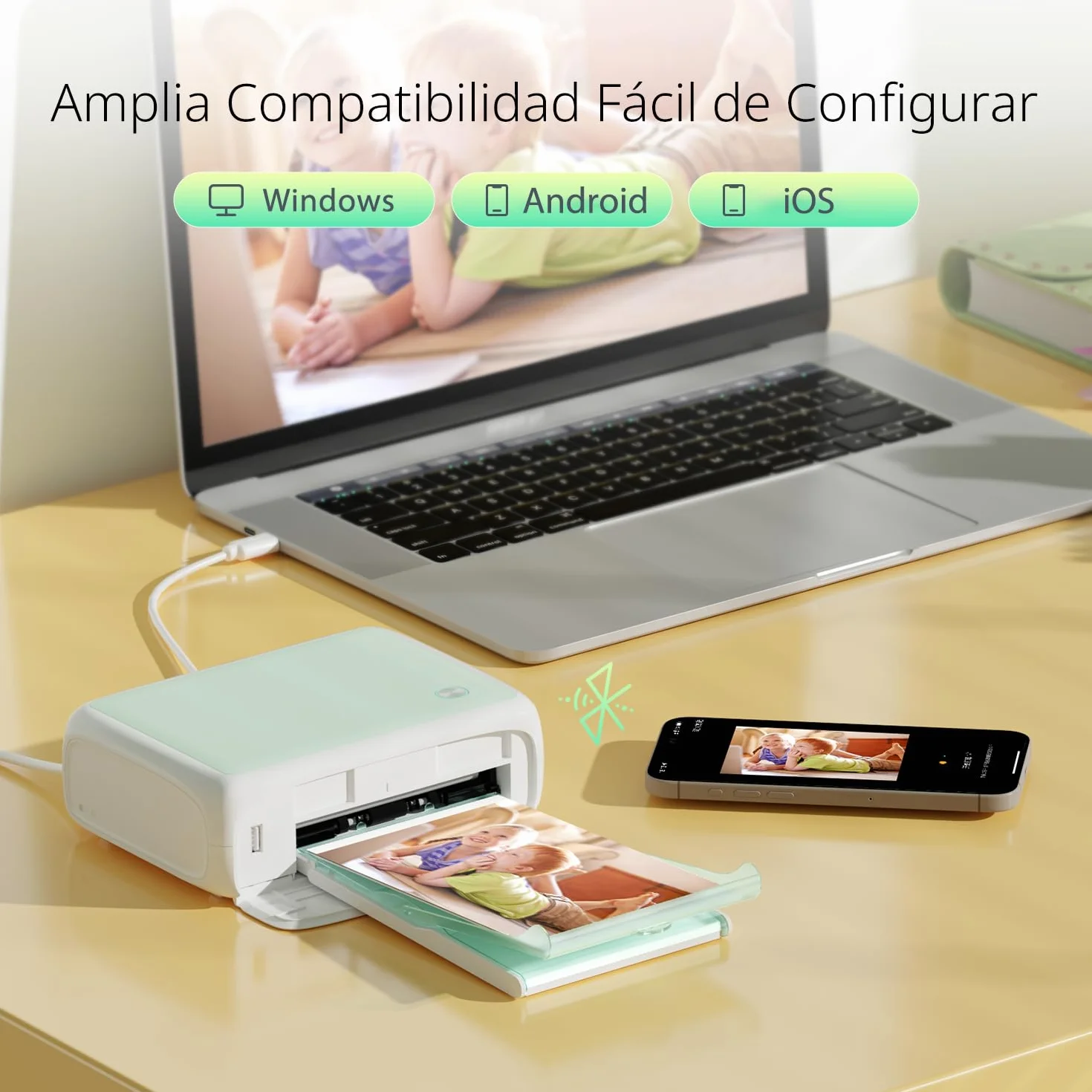 YOTON Impresora Fotos Movil, Impresora Portatil con 54 Papel de Impresión (4"x6"), Conexión Wi-Fi, Imprimir Foto de Identidad y Impresión de Vídeo AR, para iOS/Android/PC (Sistema Mac no Compatible)