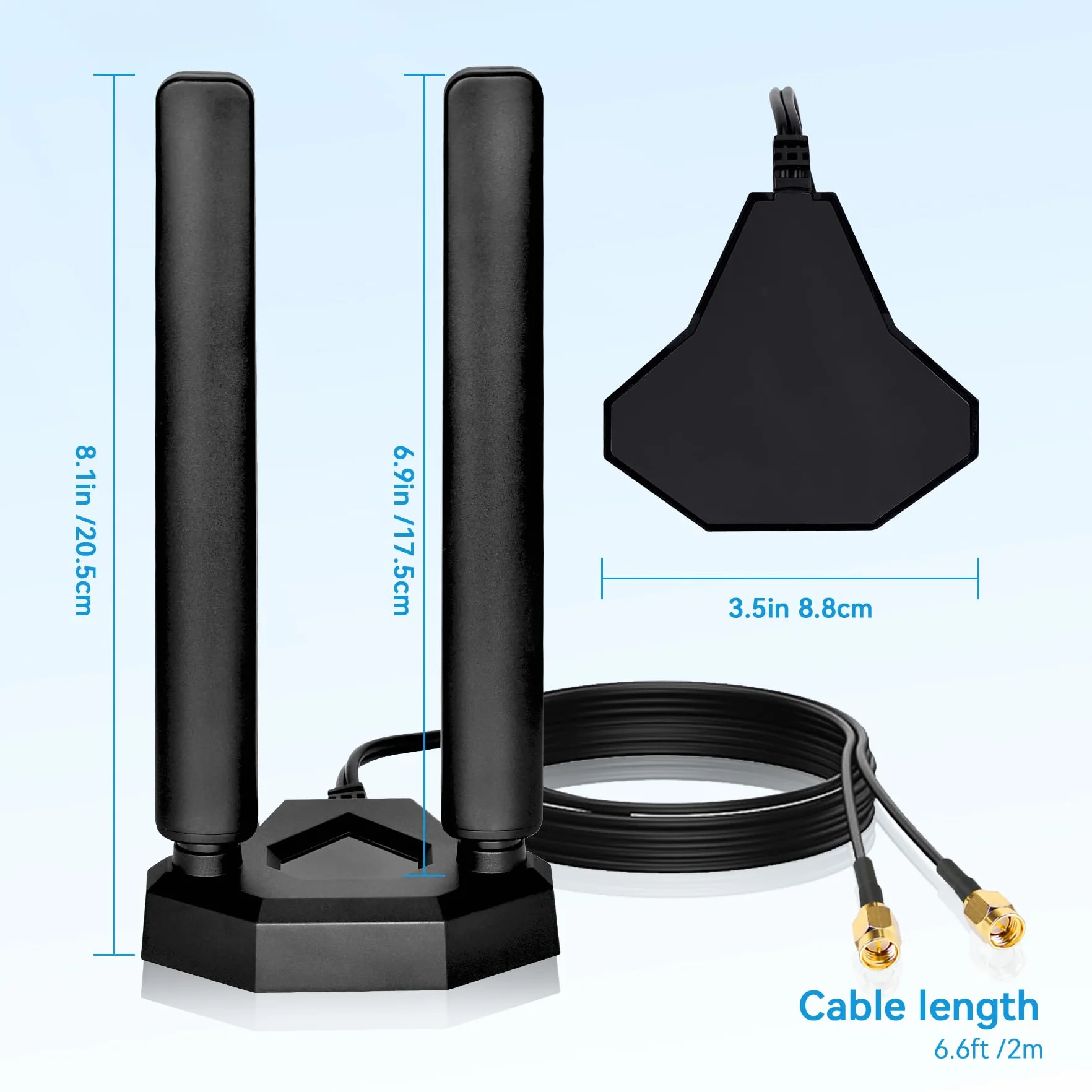 4G LTE/5G Sub-6 Antena SMA TS9 Conector Broadband 8dbi 600-3980MHz Antena con base magnética Cable de 2 m para routers industriales móviles inalámbricos Netgear Huawei ZTE Celular