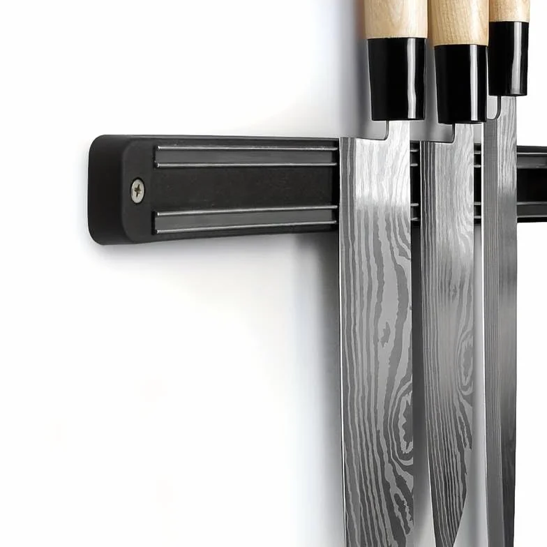 CHEFZOCO Barra Magnética para Cuchillos Acero Inoxidable 33 cm Negro