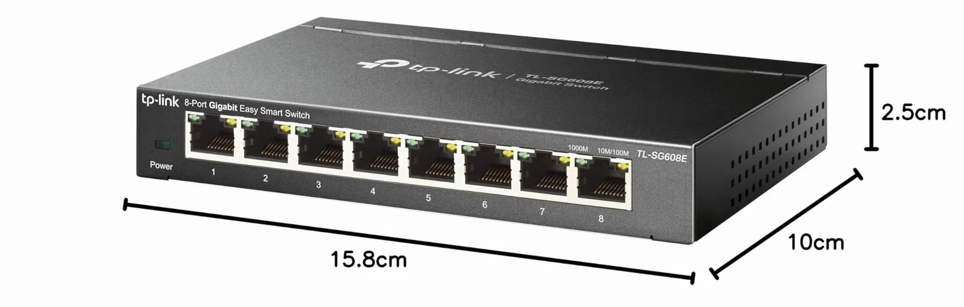TP-Link TL-SG608E - Conmutador Ethernet Gigabit Gigabit (8 Puertos, Gigabit Hub RJ45, Switch Manageable, Ideal para Compartir Conexiones y Redes para pequeñas Empresas y oficinas domésticas