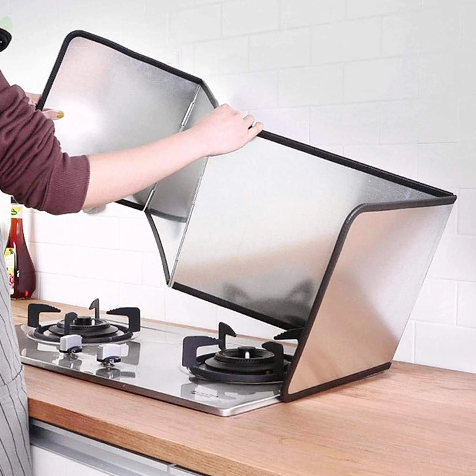 Pantalla Antiadherente de Tres Lados Protector contra Salpicaduras de Cocina Plegable (XL)