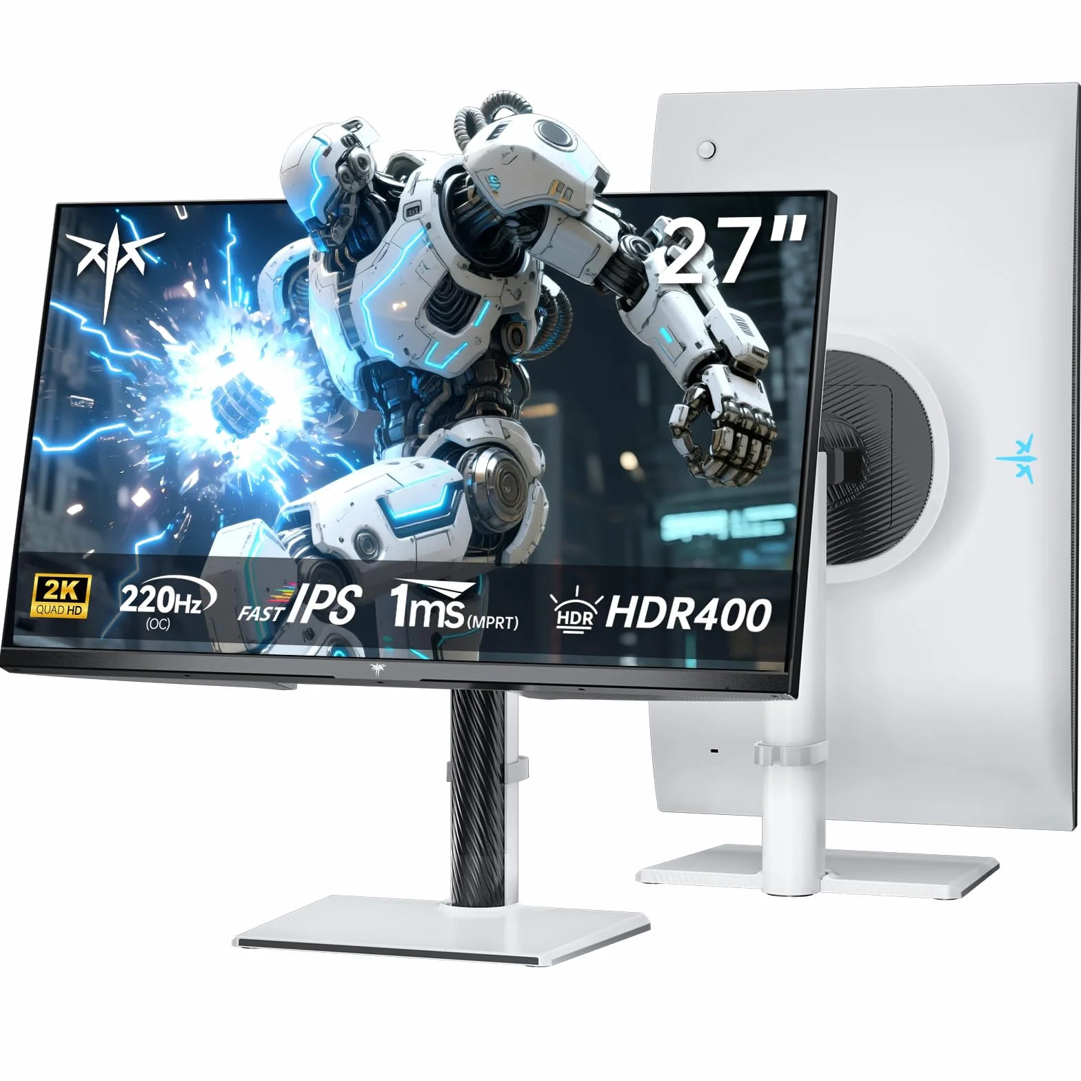 KTC Monitor Gaming 27 Pulgadas | 2K@200Hz | Altavoces Integrados | Fast IPS Panel | Tiempo de Respuesta 1ms (MPRT) | Brillo de 450 CD/m², HDR400 | Adaptive Sync | 131% sRGB, 97% DCI-P3, ΔE＜2 | Blanco