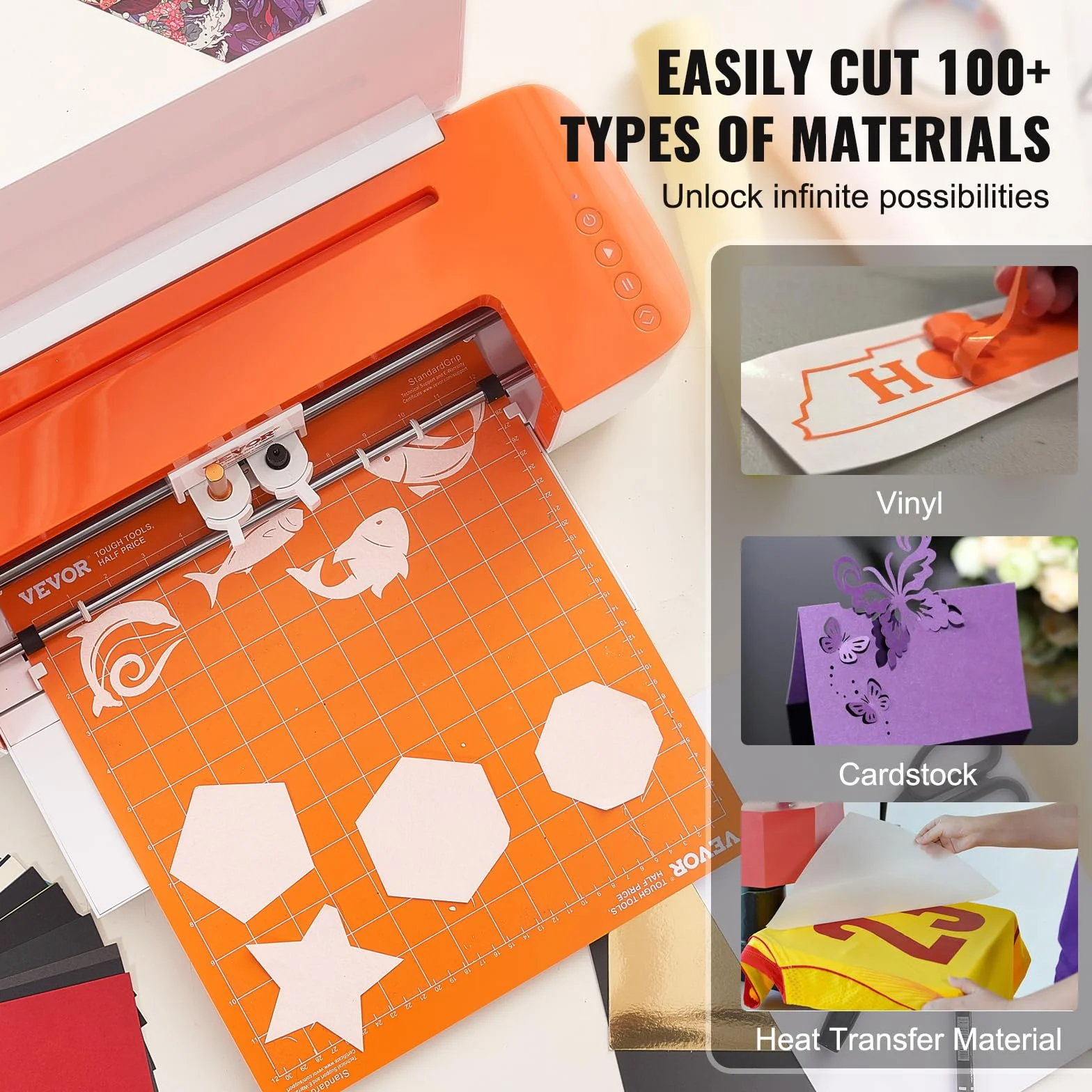 VEVOR Corte de Vinilo, Plotter de Corte con Conectividad Bluetooth, Compatible con iOS, Android, Windows y Mac, Diseños Enormes Incluidos, para Crear Tarjetas Personalizadas, Decoración del Hogar