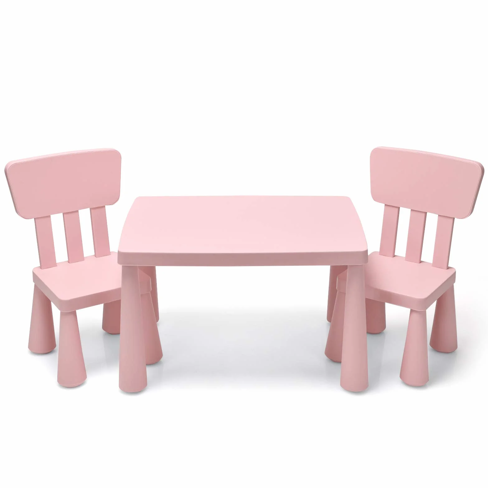 COSTWAY Juego de Mesa y 2 Sillas de Plástico para Niños Rosa