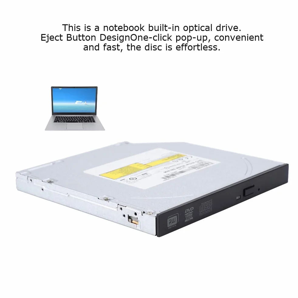 Unidad óptica interna, unidad de DVD para computadora portátil, grabadora de DVD-RW CD DVD RW Rom Burner, reemplazo de la computadora portátil Carga de la bandeja de PC delgada, dispositivo de unidad