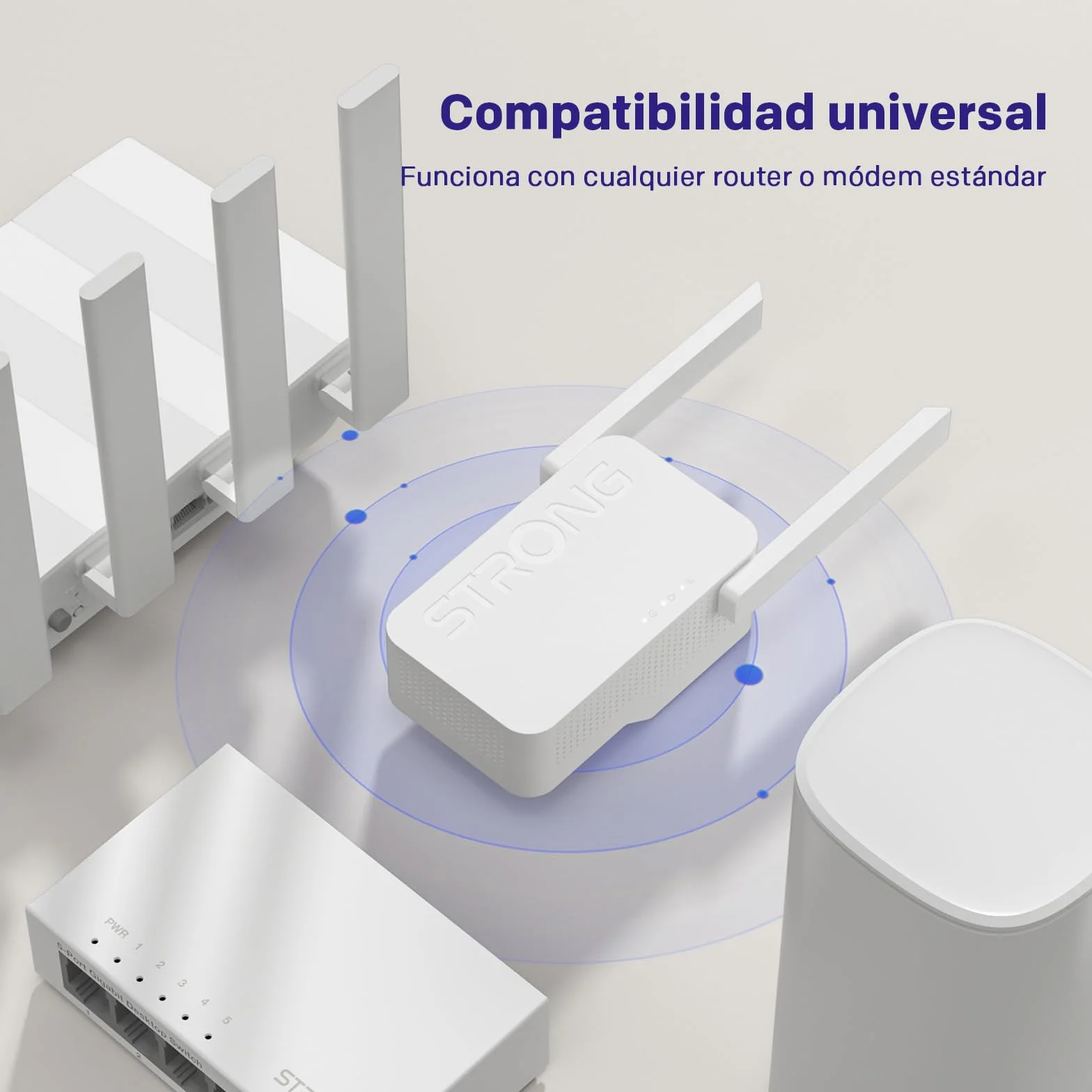 Strong Repetidor WiFi 6 AX3000 de Pared – Amplificador señal WiFi Potente Largo Alcance, Dual Band con Antenas externas, WiFi Extender para casa, Streaming y Gaming