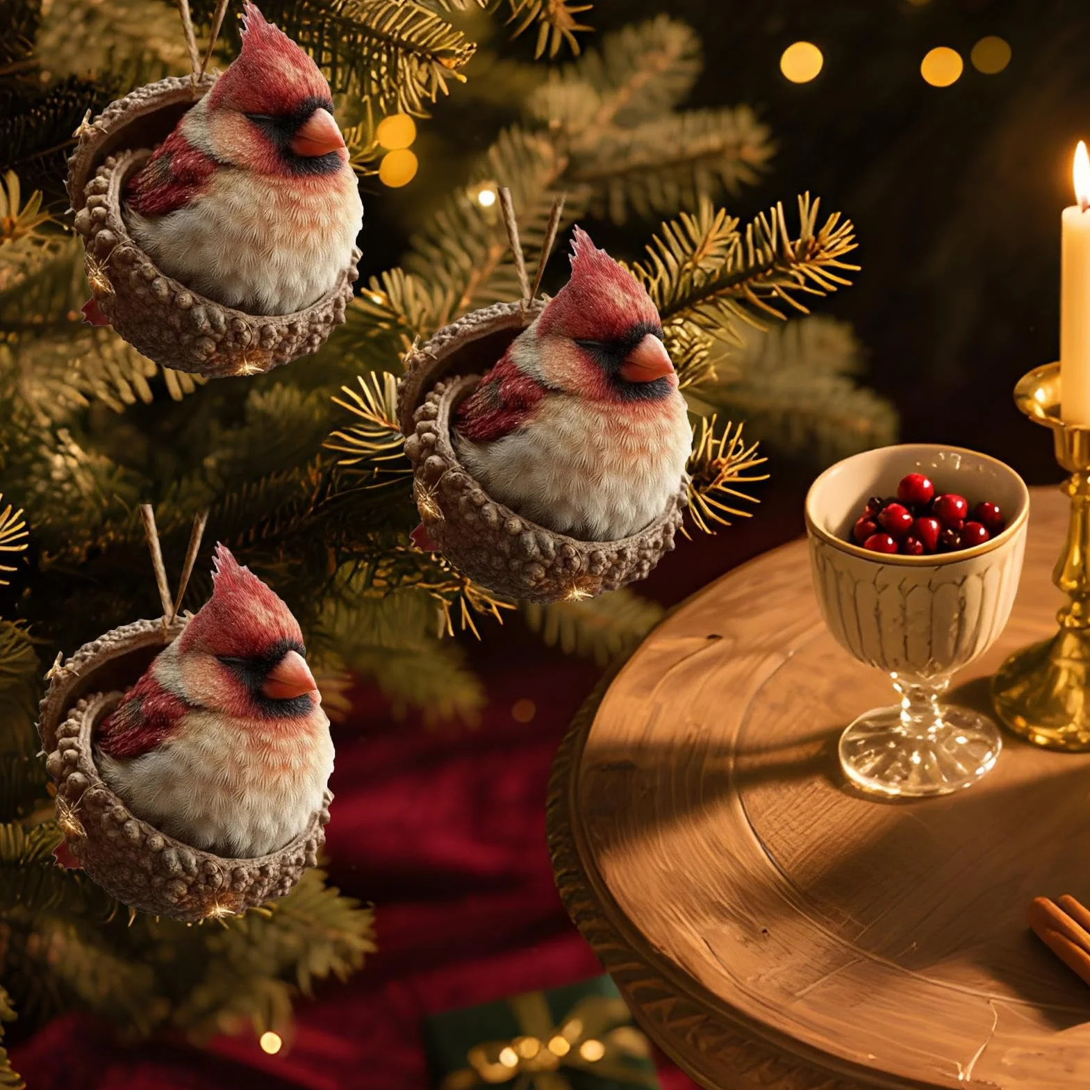 Bellotas Animales Colgando Ornamento Navideños Figuras 2D Acrílicas para Árbol de Navidad y Jardín