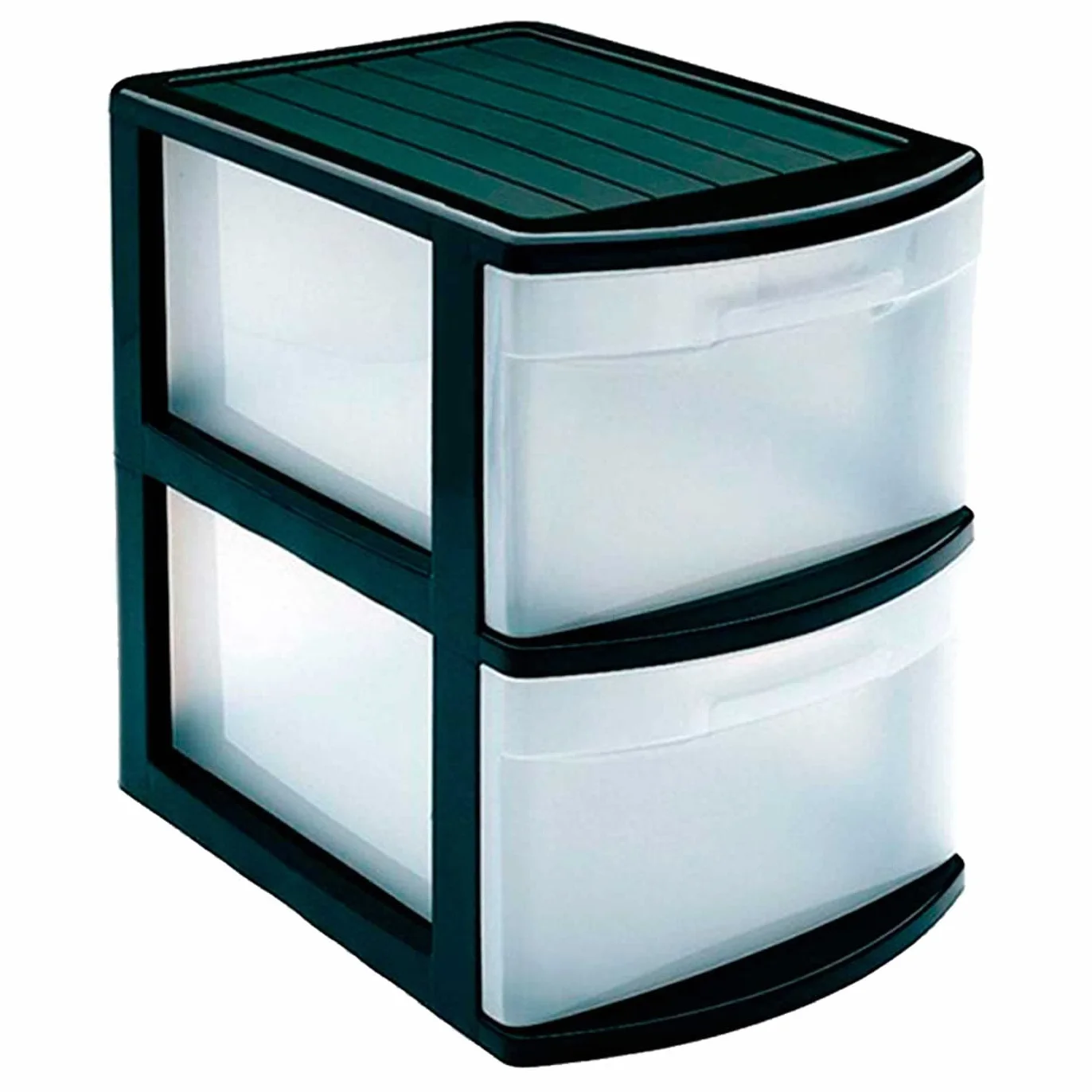 Tradineur Cajonera Tamesis 2 cajones Plástico Negro 40 x 28,5 x 39 cm
