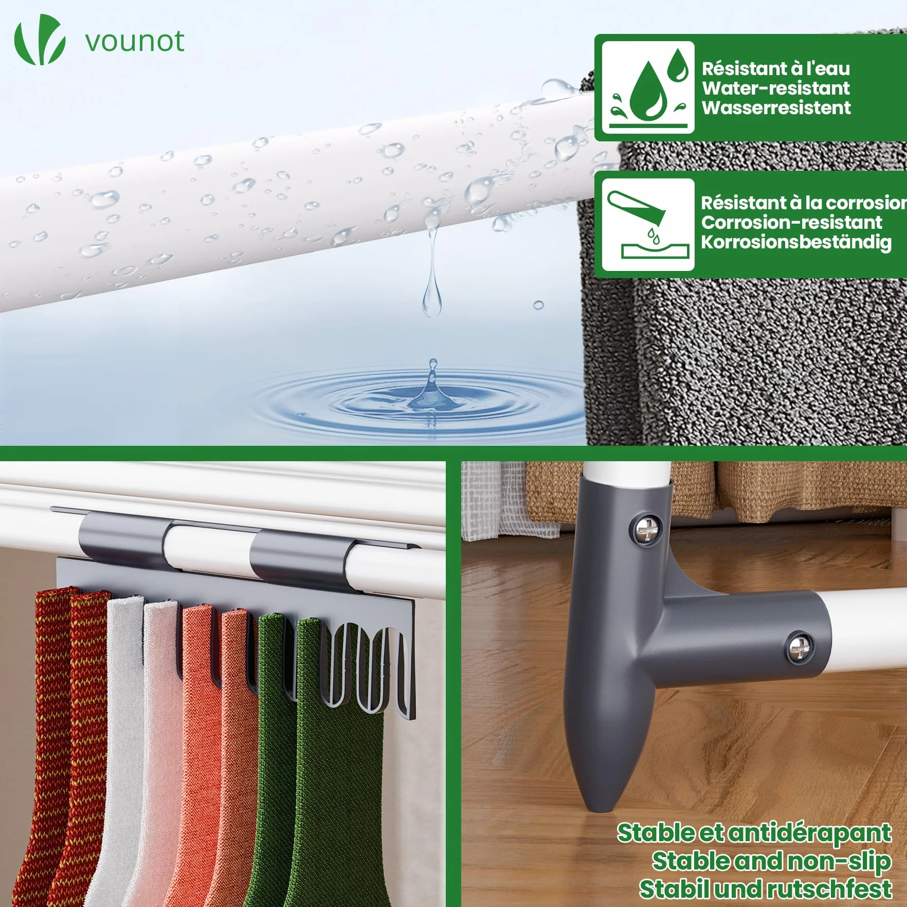 VOUNOT Tendedero de Ropa Plegable Extensible 25m Gran Capacidad 175x92x106cm Blanco