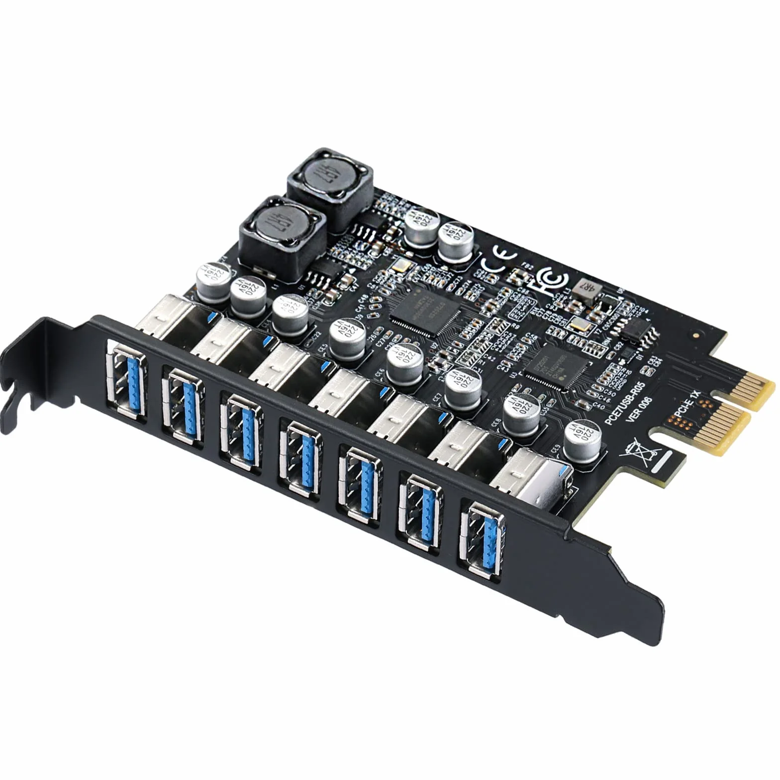 Tarjeta de Expansión PCIe a USB 3.2 Gen 1 (5Gbps), Hub PCI Express de 7 Puertos, Compatible con Windows y Linux