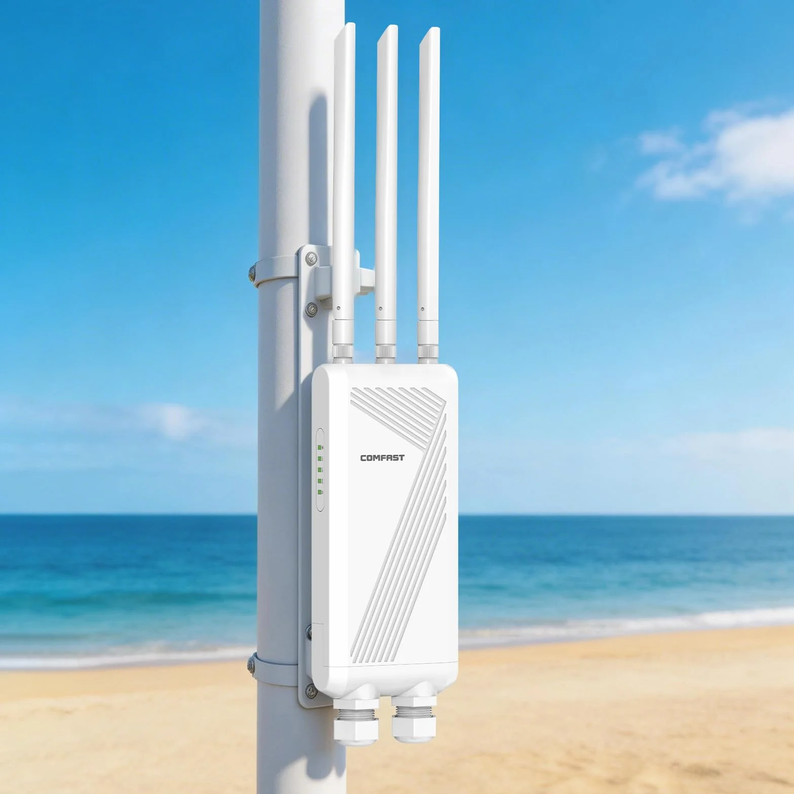 COMFAST BE3600 Amplificador de señal WiFi 7, Punto de Acceso Inalámbrico, Antena WiFi Exterior y Largo Alcance de Alta Potencia, IP66/PoE/3 Antenas para Granjas, Jardines, autocaravanas y campings