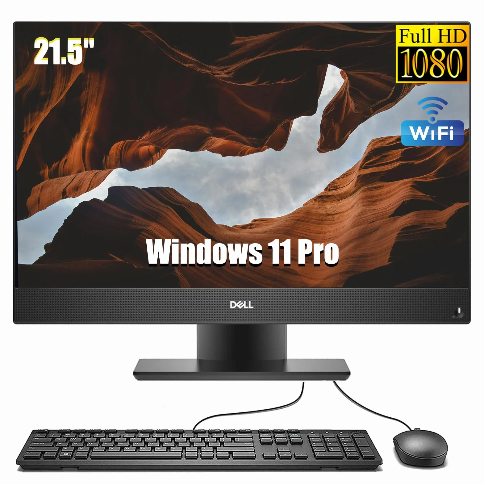 Dell Optiplex 5270 Ordenador de sobremesa Todo en uno, con Monitor de 21,5 '', Intel Core i5-9500, 8 GB de RAM, 256 GB SSD, WiFi, Bluetooth, Teclado QWERTY de EE.UU., Windows 11 Pro(reacondicionado