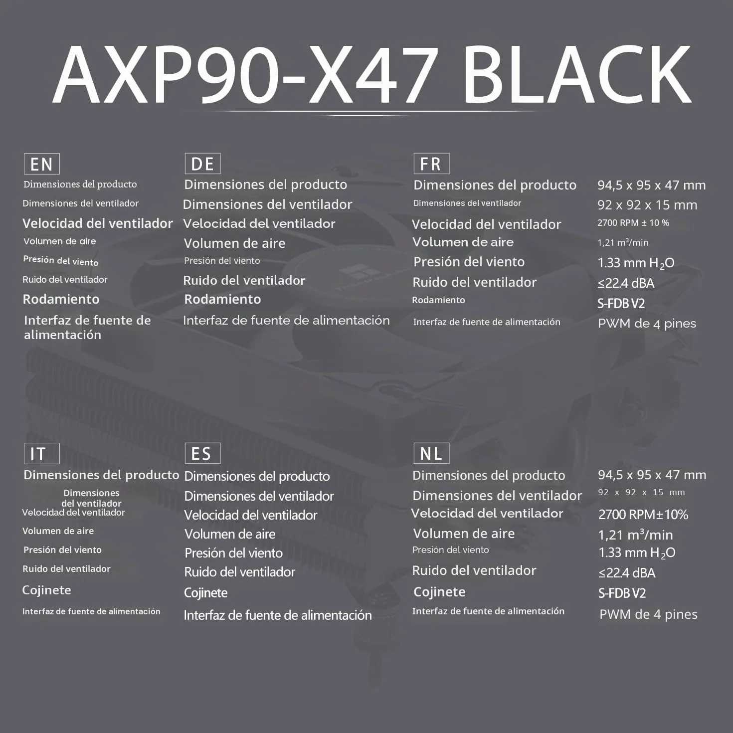 TR-Thermalright AXP90 X47 Negro Enfriador de CPU - 4 tubos de calor, ventilador silencioso de 92 mm de perfil bajo, 2700 rpm, para AMD AM4/AM5, Intel LGA1851/1700/115x/1200, enfriador para PC