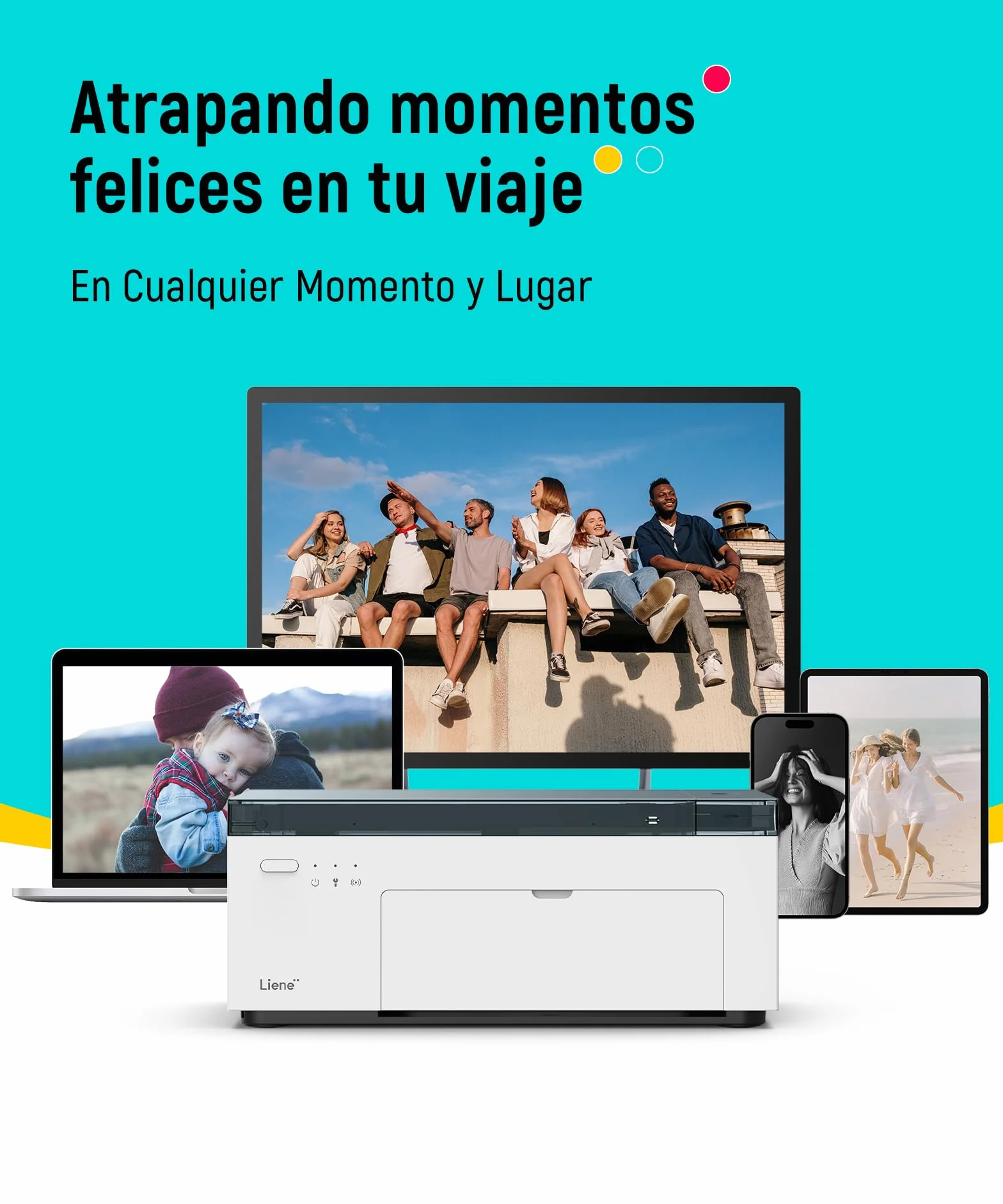 Liene Amber M100 Impresora Fotográfica, 10 X 15 WiFi Impresora Fotográfica Instantánea para PC/iPhone/Android, con 20 Papeles Fotográficos/Cartucho, Impresión a Sublimación, 300DPI, Impresora Móvil