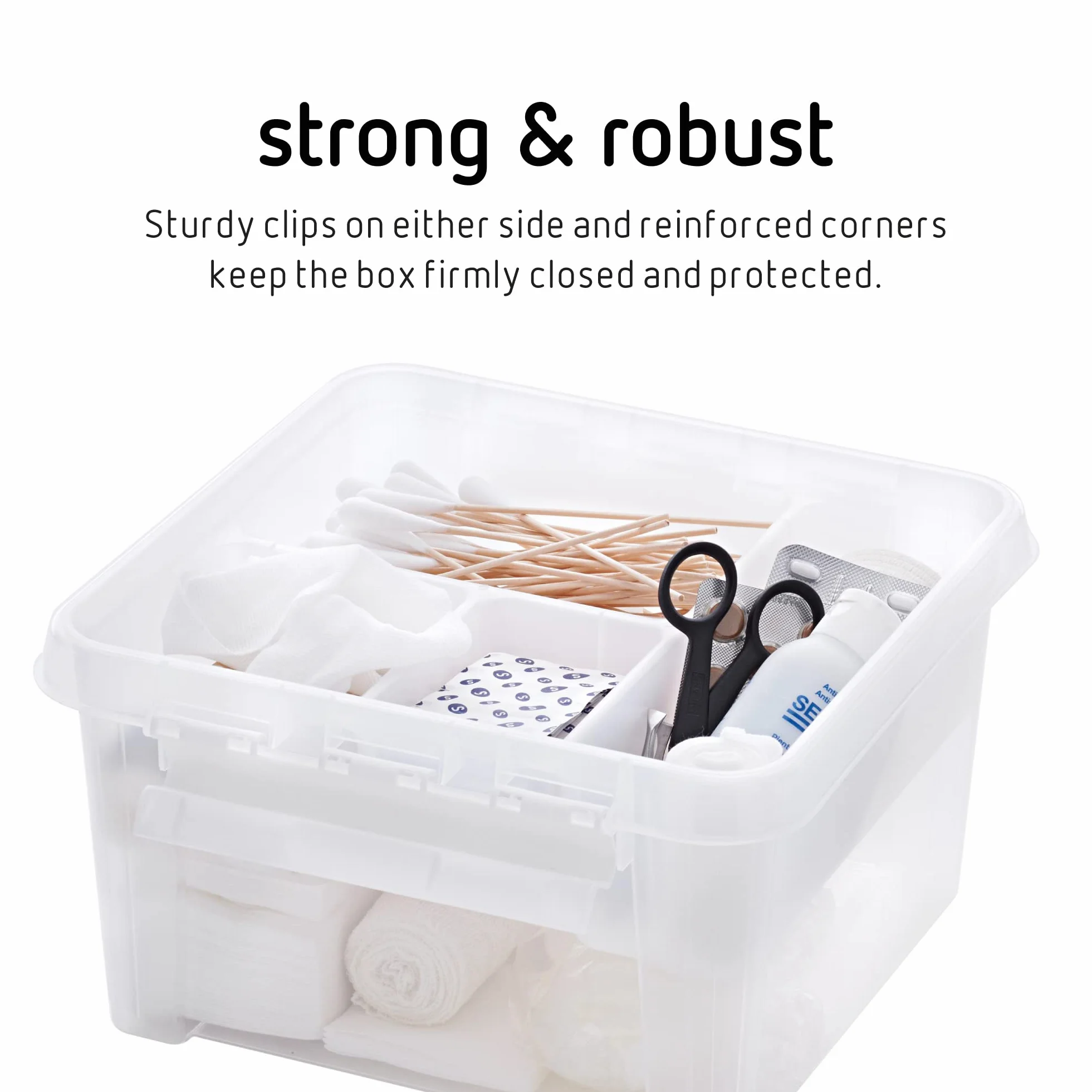 SmartStore Caja de Primeros Auxilios 8L con Inserto y Cierre Clip 28x28x17cm