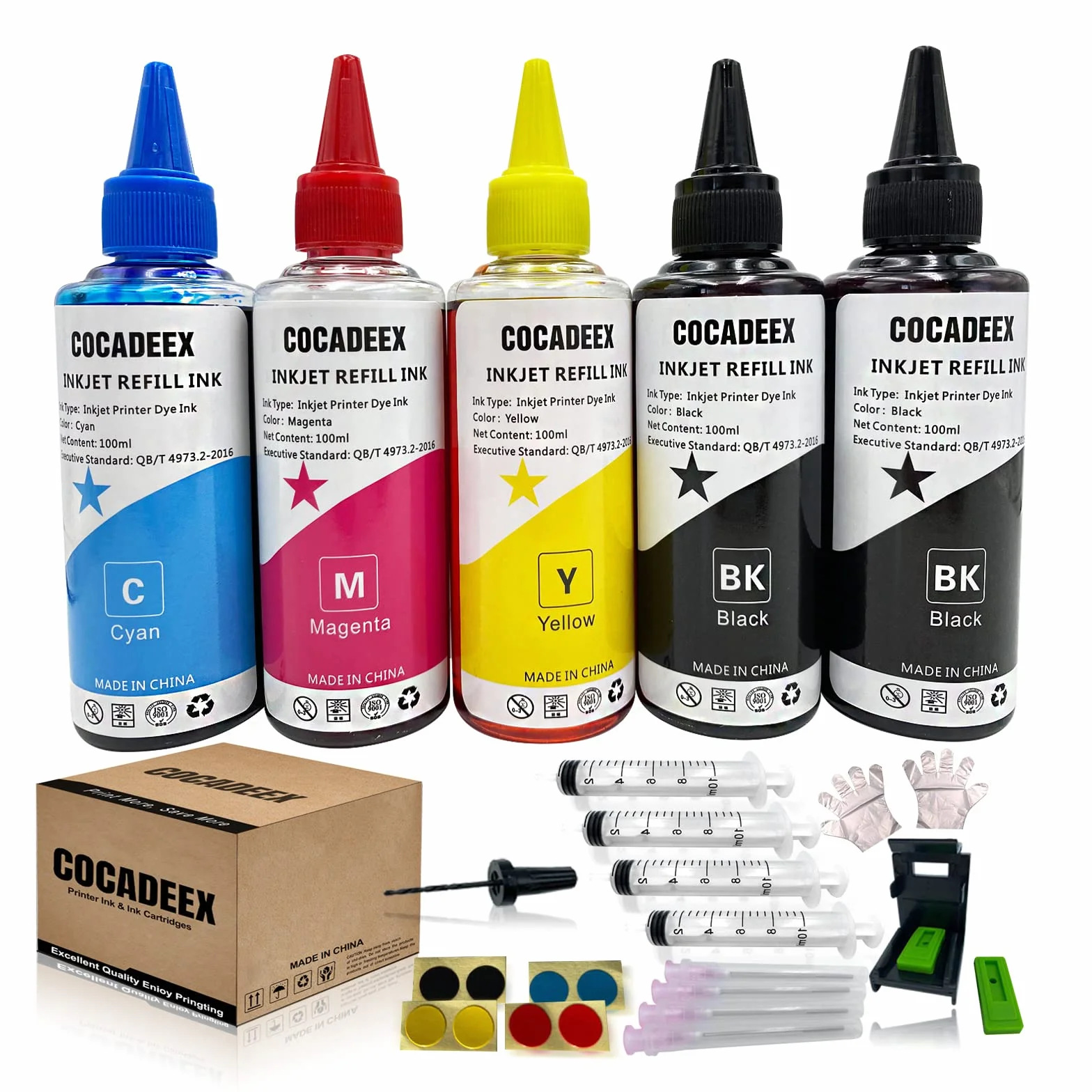 Kit de Recambio de Tinta Compatible con Cartucho de Tinta Canon PG-560 CL-561 PG-540 CL-541 PG-540XL CL-541XL 560XL 561XL 540XL 541XL Series, 5 Botellas de Tinta con Herramientas de Recarga