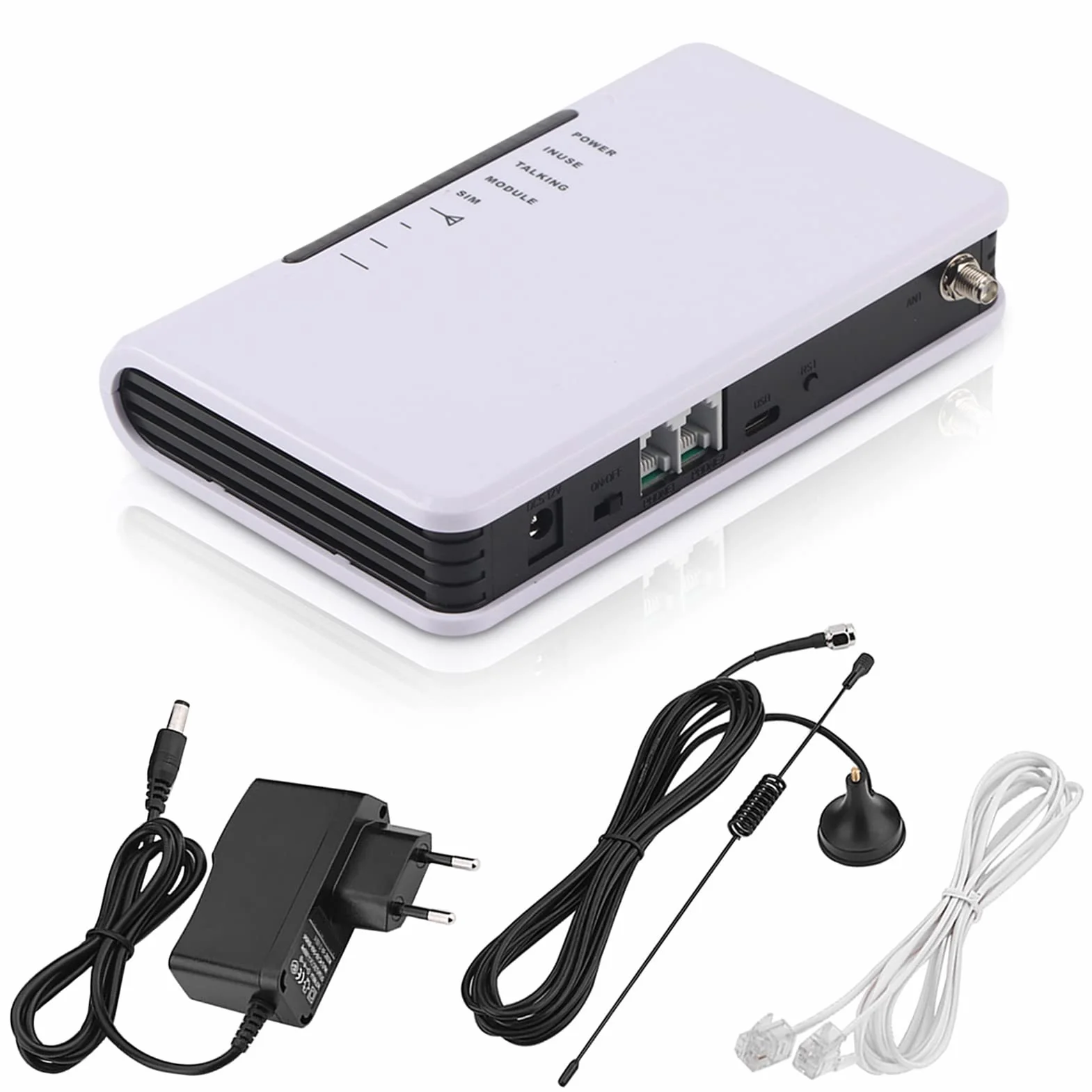 Terminal Inalámbrico Fijo, Inalámbrico a Caja de Teléfono con Cable gsm el Trabajo de 24 Horas Puede Conectar la Antena del Registrador de Alarma de la Caja del Teléfono(Blanco)