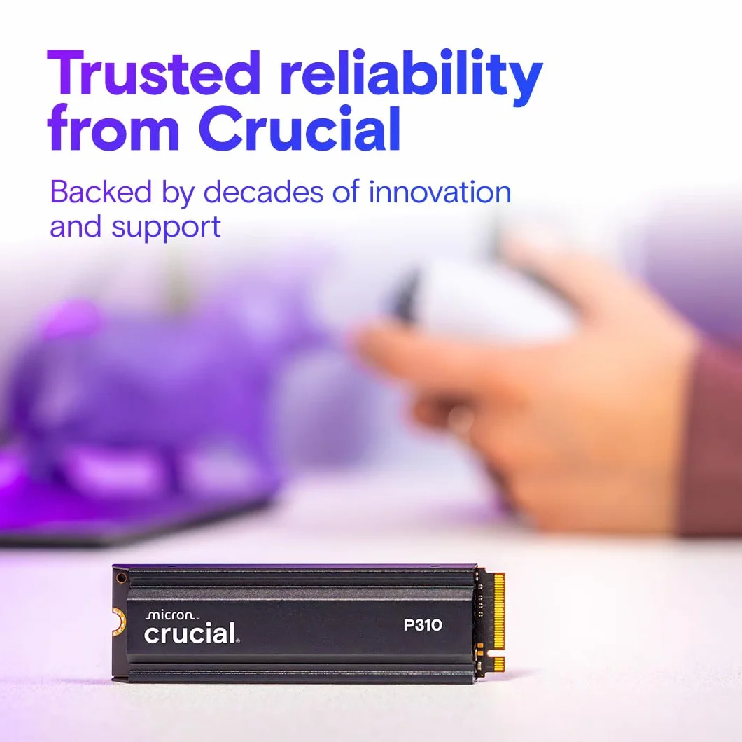 Crucial P310 PS5 SSD 2TB PCIe Gen4 NVMe M.2 con Disipador, hasta 7100 MB/s, Compatible con PlayStation 5, Ordenador de Sobremesa, Disco Duro Interno - CT2000P310SSD5-01