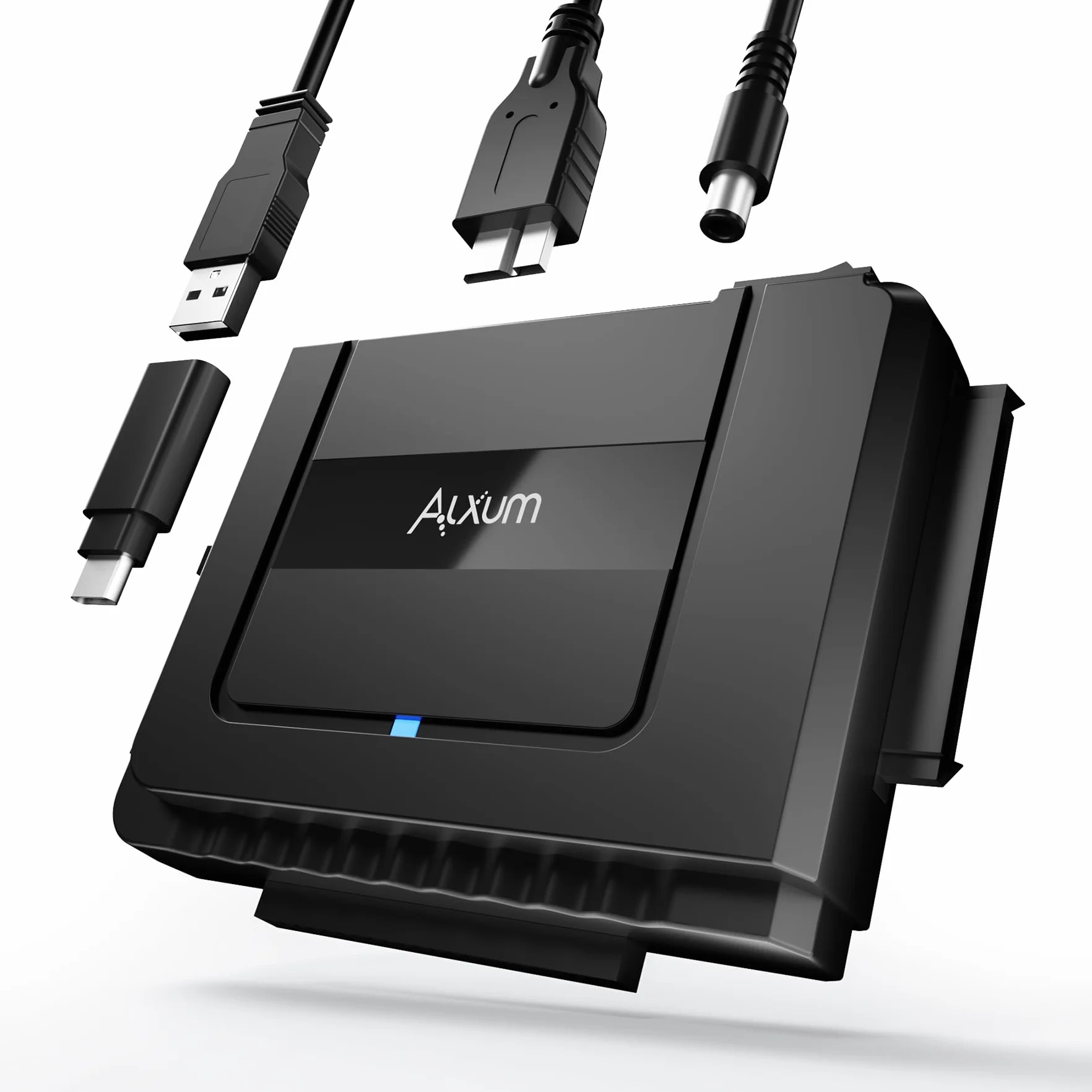 Alxum IDE a SATA Cable Adaptador, USB Lector Disco Duro Externo para 2,5 / 3,5 Pulgadas IDE HDD y SATA III HDD/SSD, con Cable USB C con Adaptador USB A y 12V/2A Fuente de alimentación