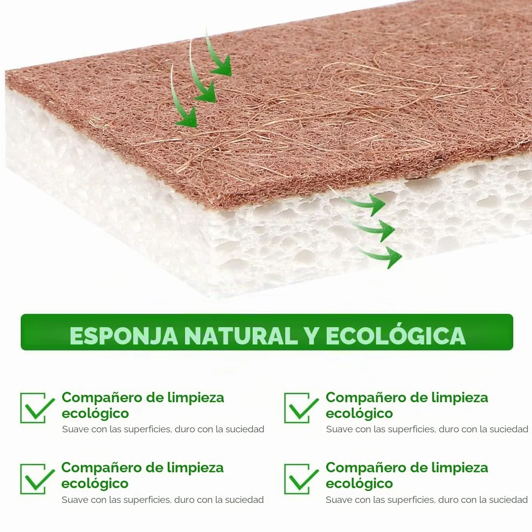 Set de 12 esponjas de cocina naturales HOMEXCEL, doble cara, resistentes a arañazos, celulosa segura para sartenes antiadherentes